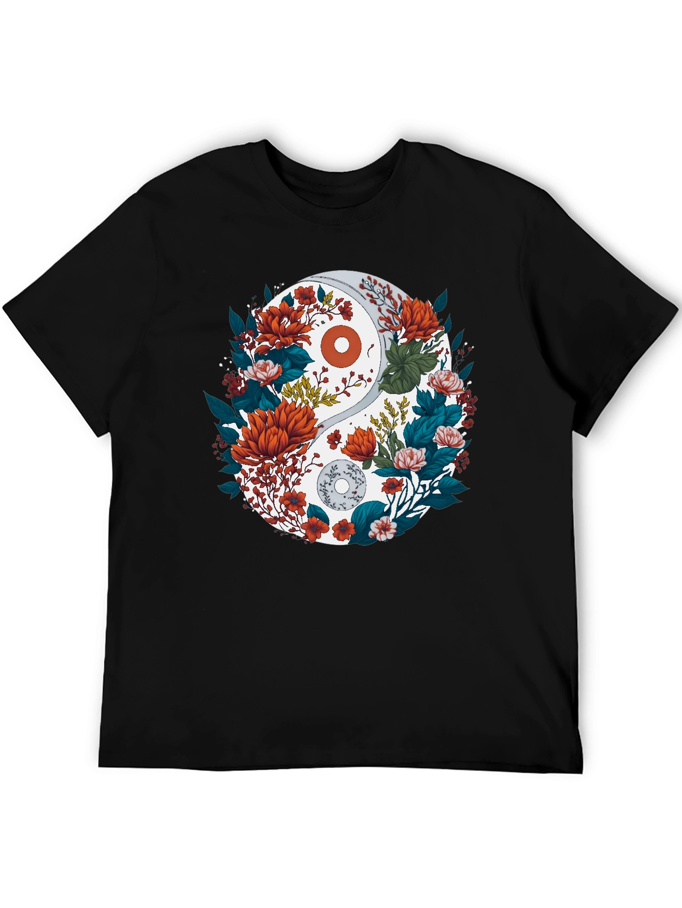 Yin Yang Floral Graphic Tee - Black