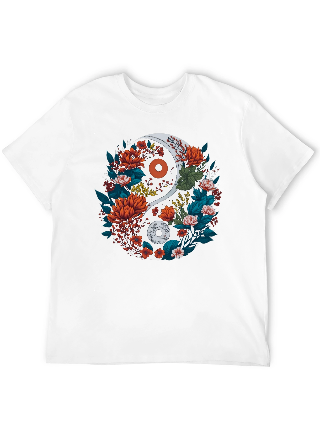 Yin Yang Floral Graphic Tee - Black