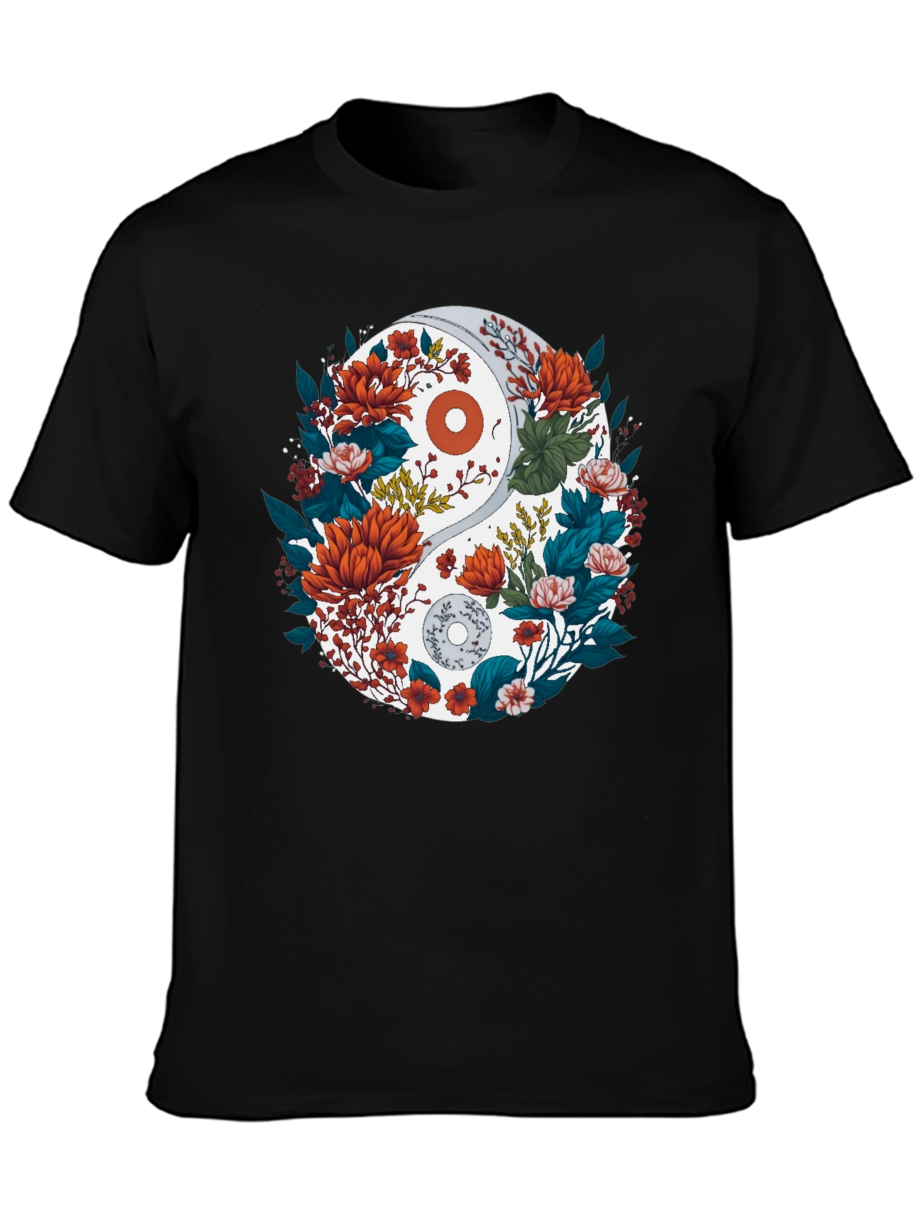 Yin Yang Floral Graphic Tee - Black