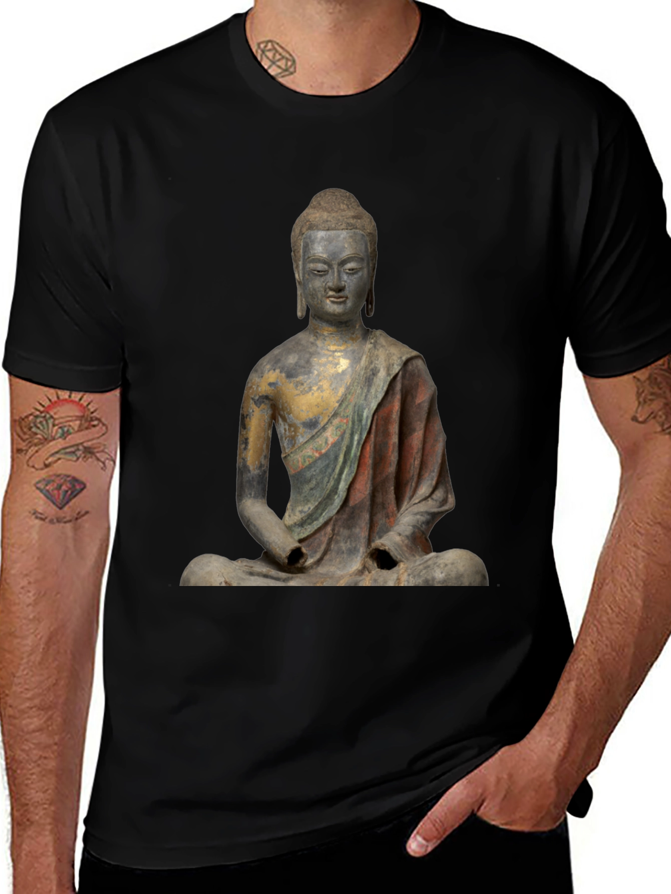Buddha Statue T-Shirt - Unique Artistic Design