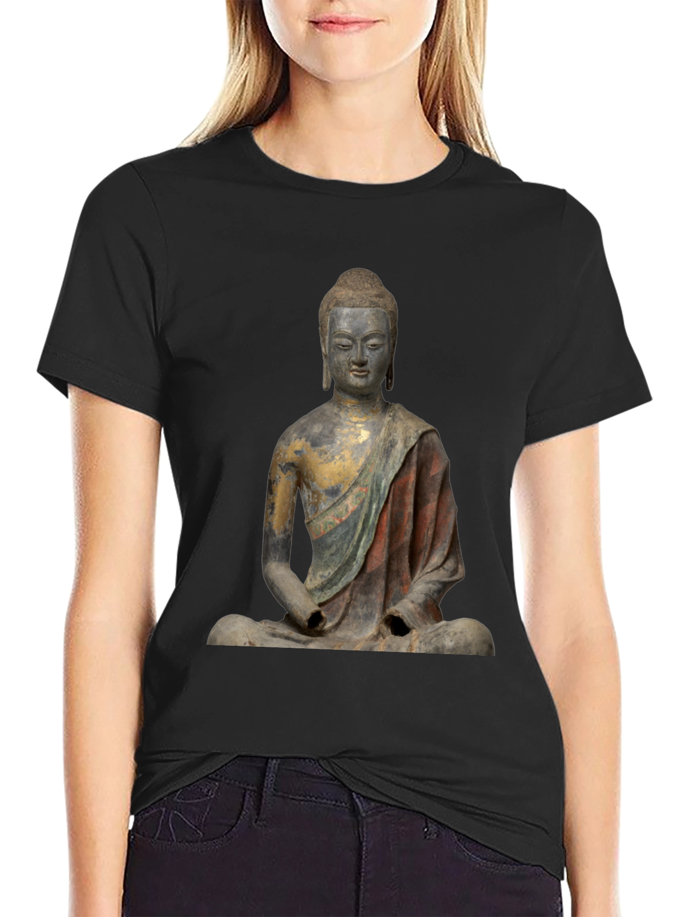 Buddha Statue T-Shirt - Unique Artistic Design