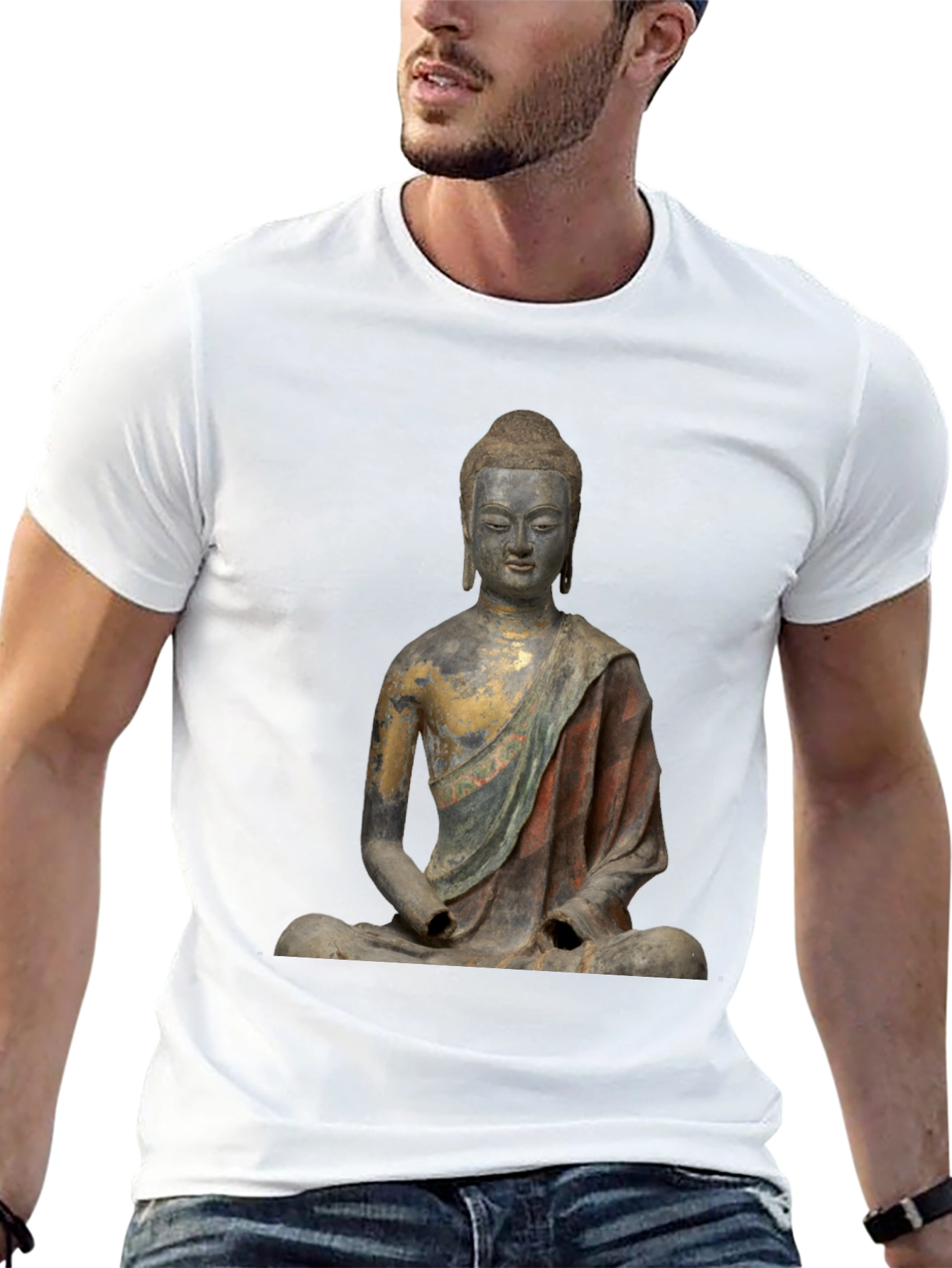 Buddha Statue T-Shirt - Unique Artistic Design