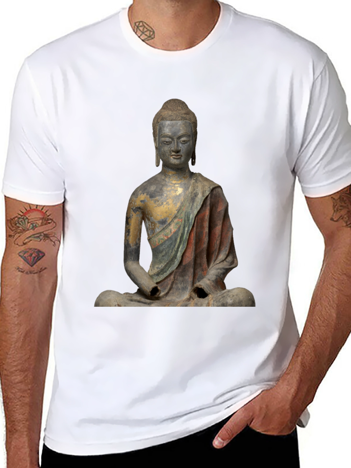 Buddha Statue T-Shirt - Unique Artistic Design