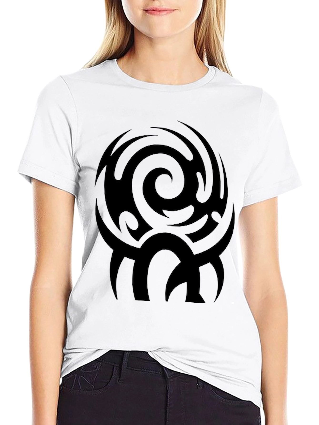 Mens Black Tribal Swirl Graphic Tee