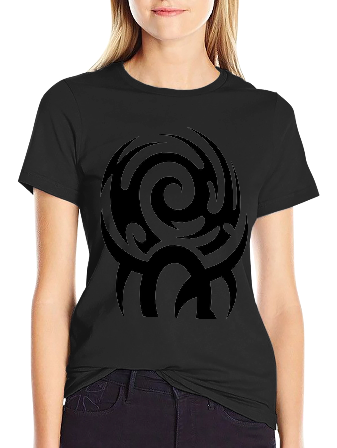 Mens Black Tribal Swirl Graphic Tee