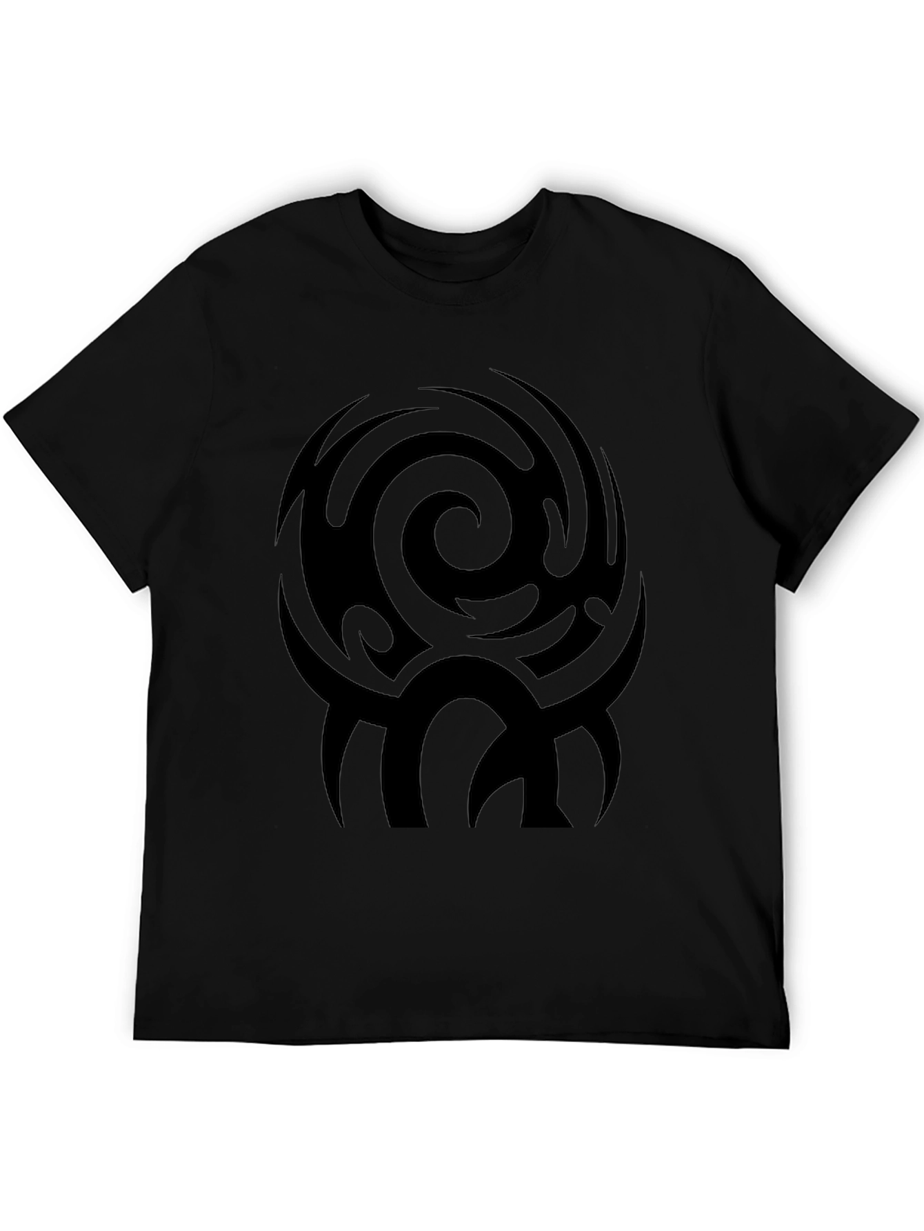 Mens Black Tribal Swirl Graphic Tee