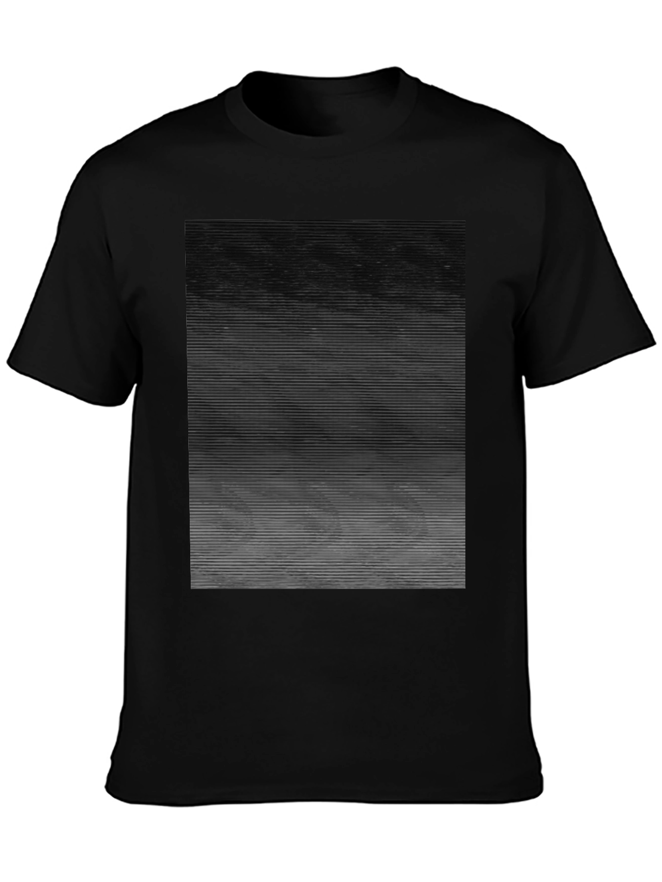 Abstract Gradient Line Graphic Tee - Mens Black T-Shirt