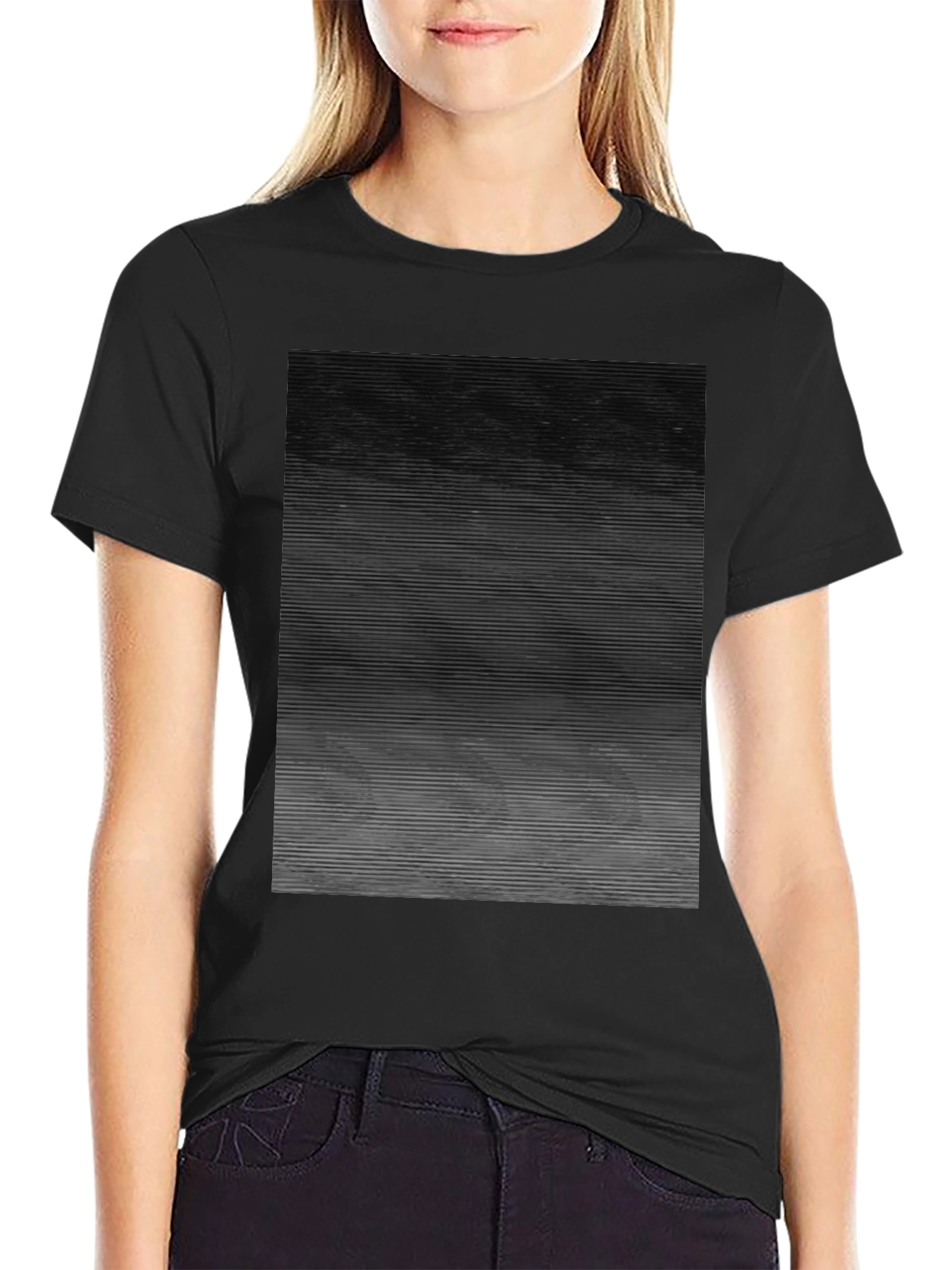 Abstract Gradient Line Graphic Tee - Mens Black T-Shirt