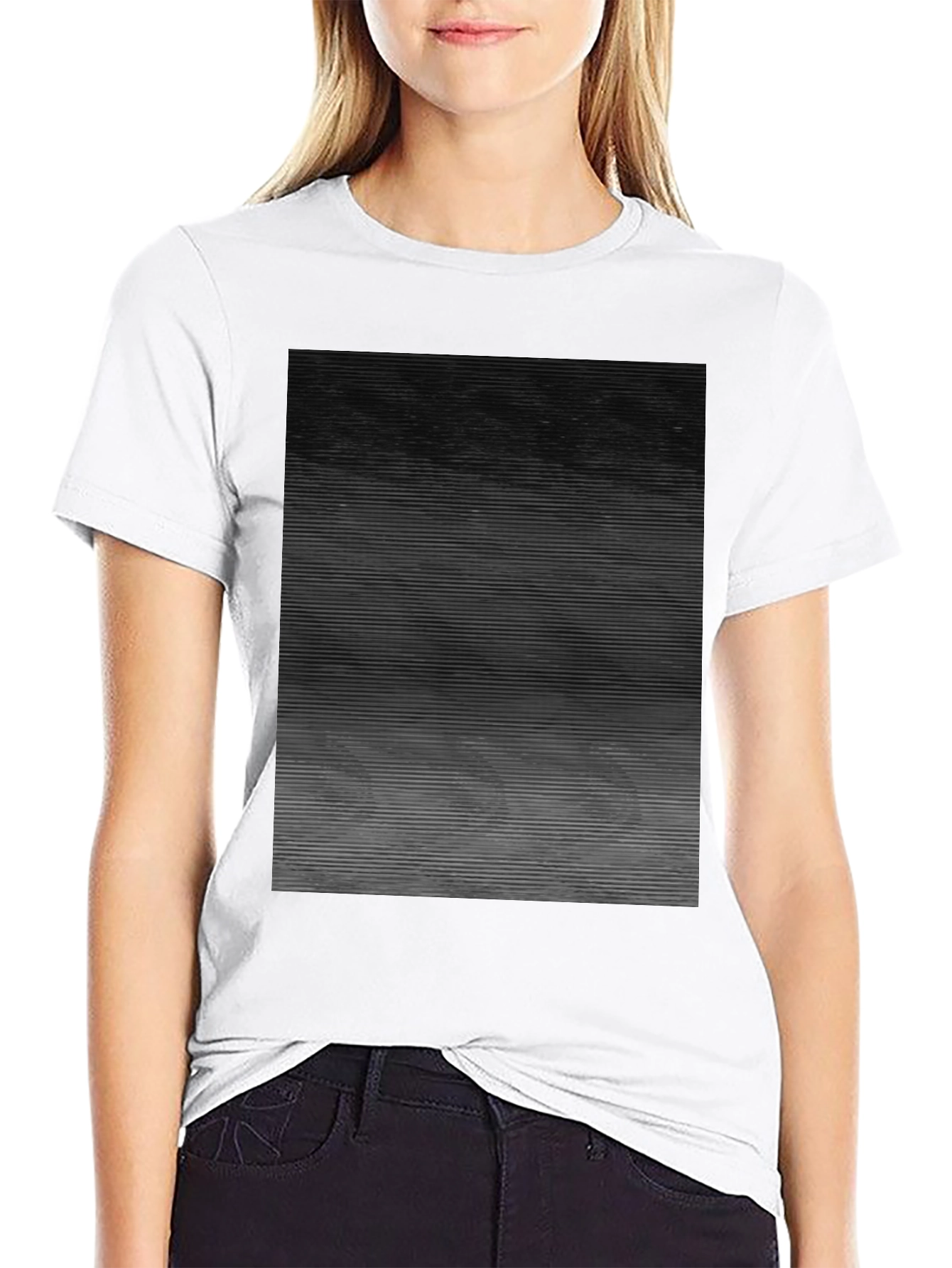 Abstract Gradient Line Graphic Tee - Mens Black T-Shirt