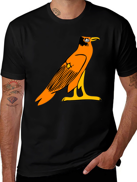 Egyptian Bird Graphic Tee - Black Casual T-Shirt
