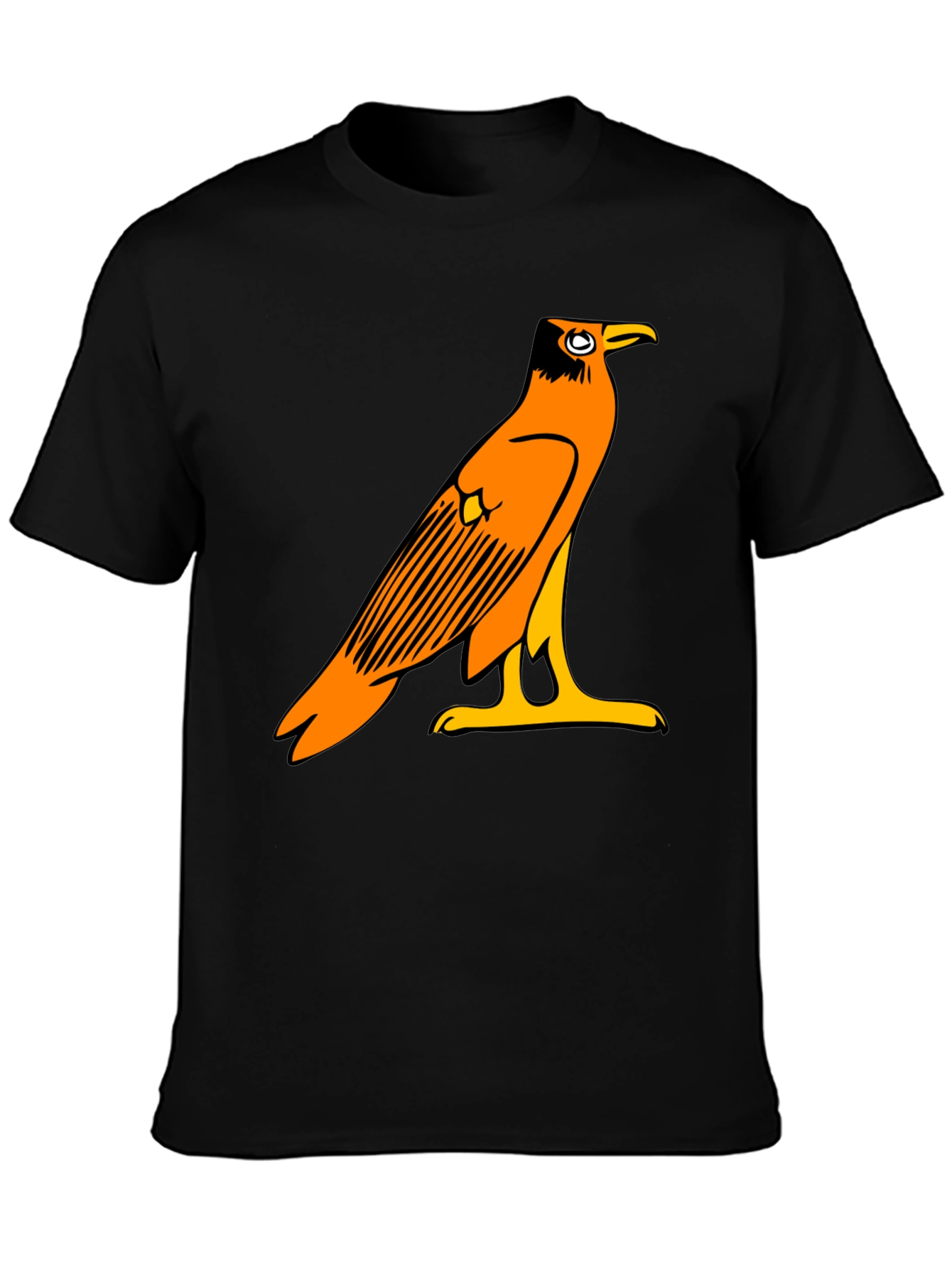 Egyptian Bird Graphic Tee - Black Casual T-Shirt