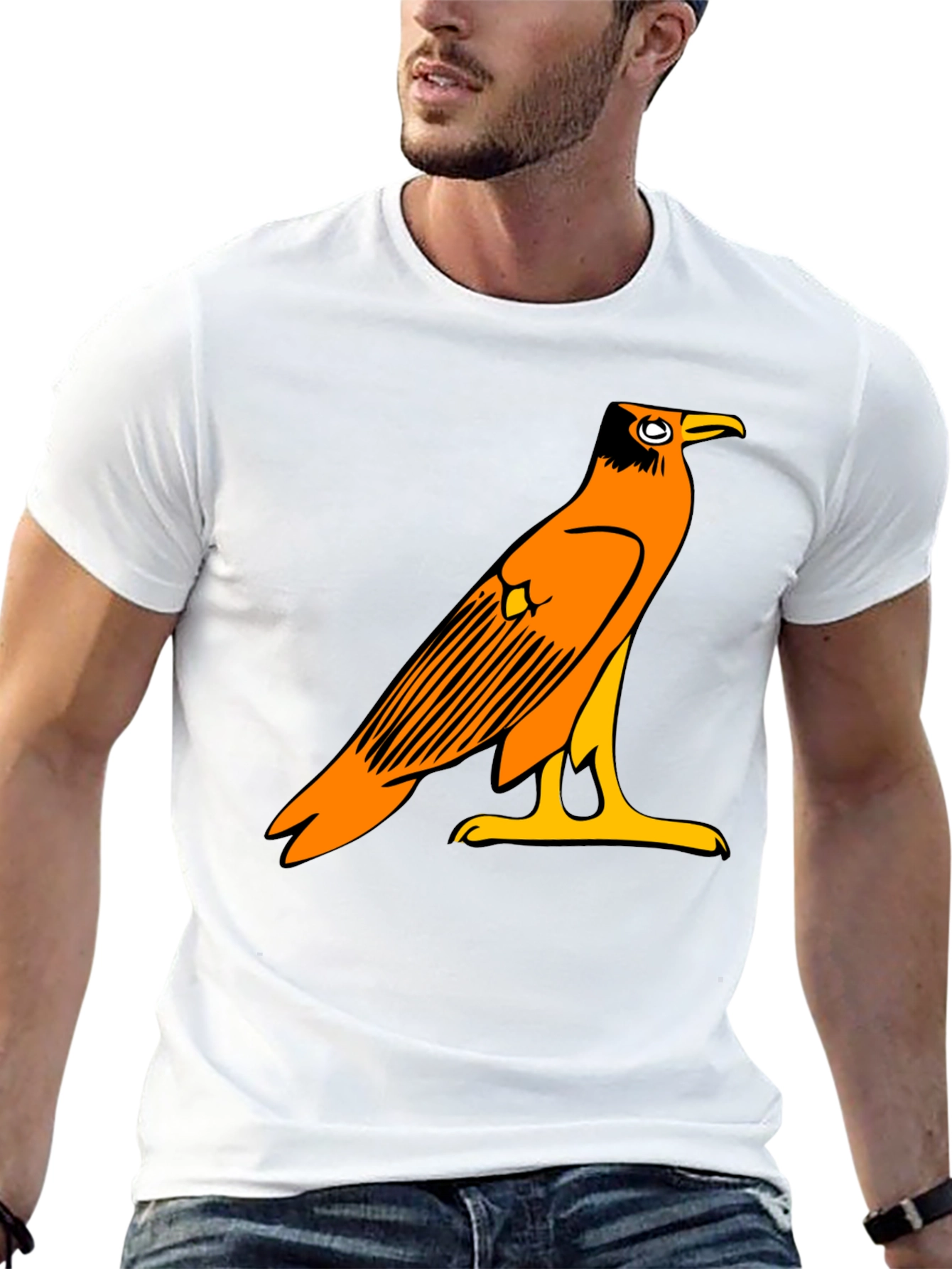 Egyptian Bird Graphic Tee - Black Casual T-Shirt