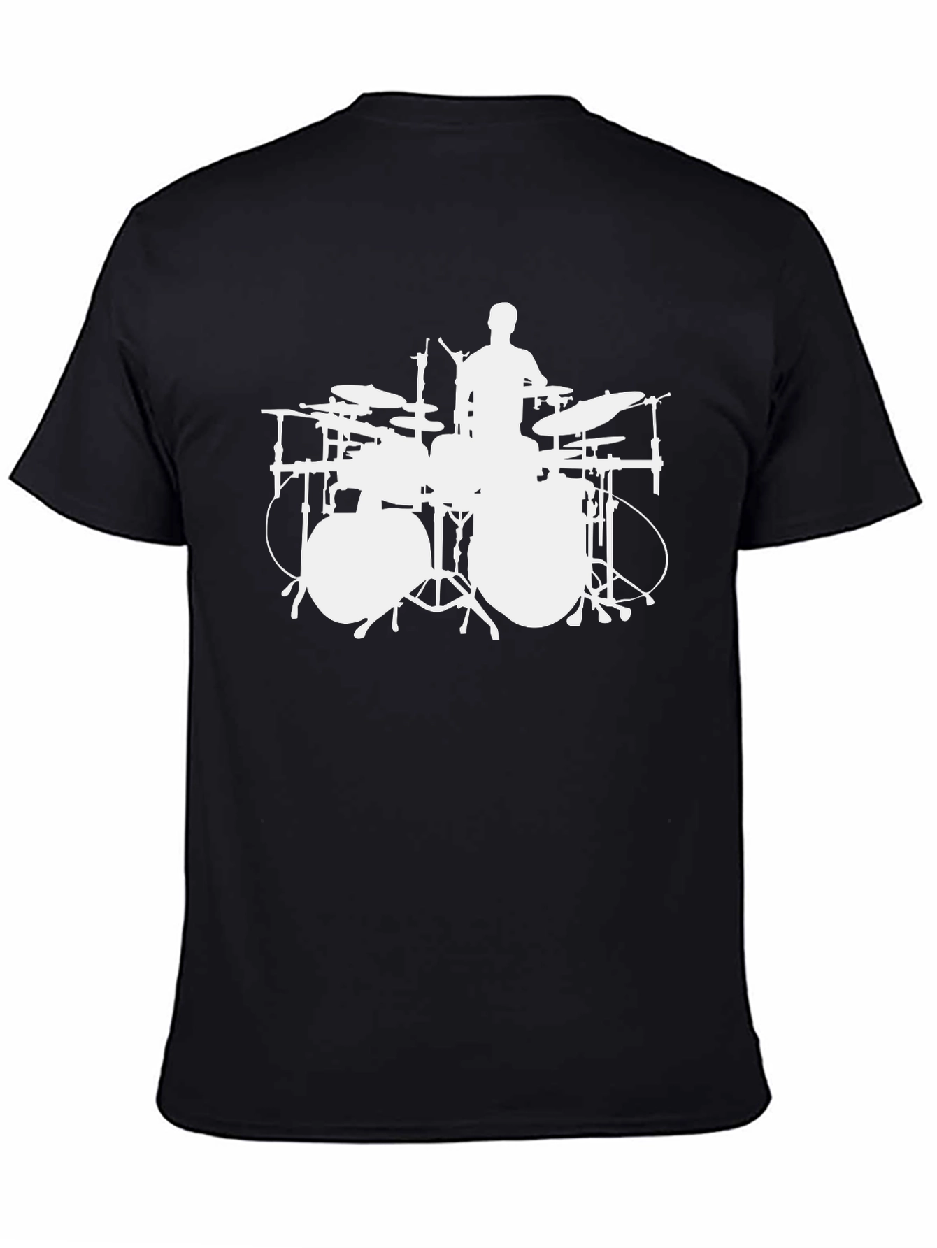 Drummer Silhouette Black Tee - Music Lovers Gift