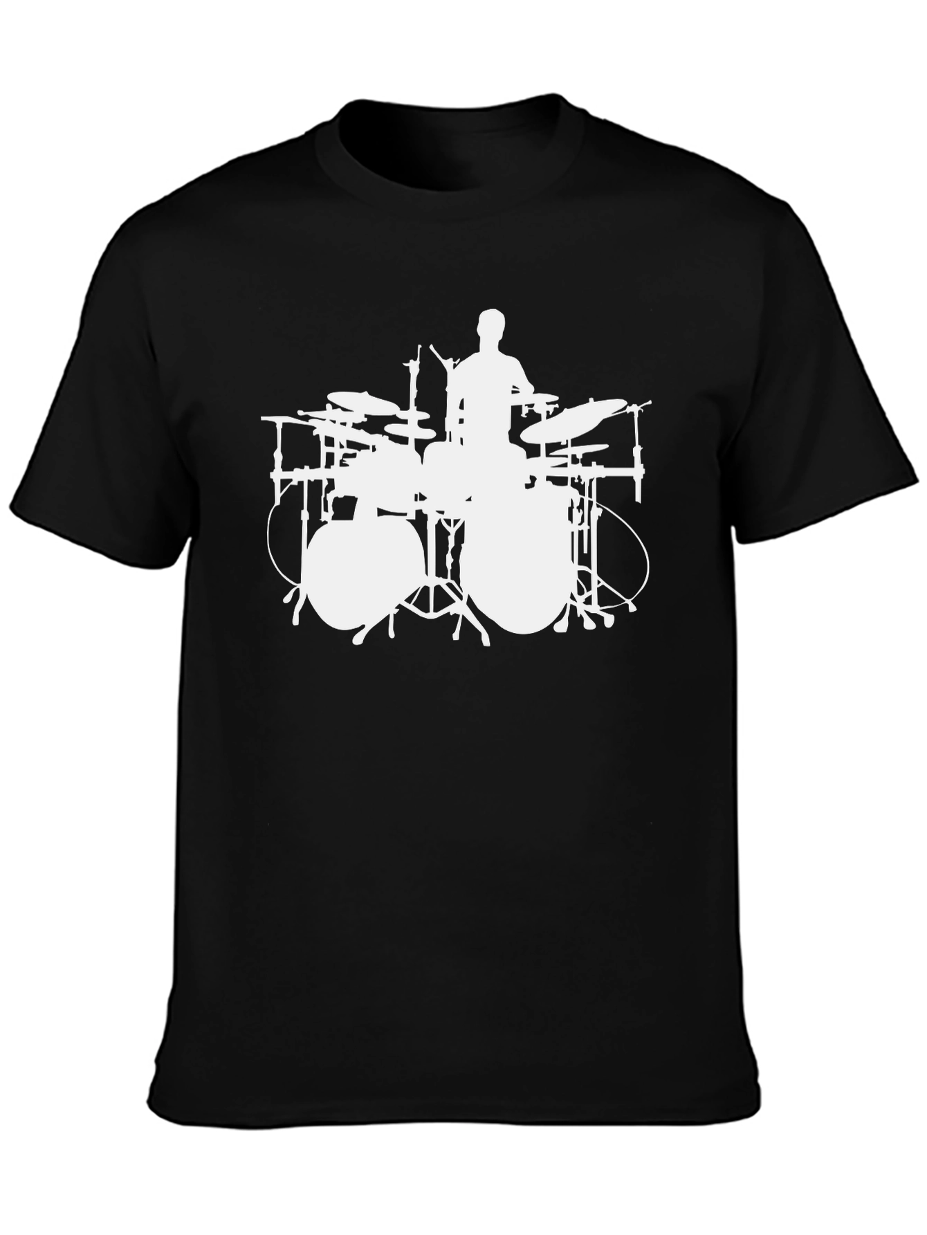 Drummer Silhouette Black Tee - Music Lovers Gift