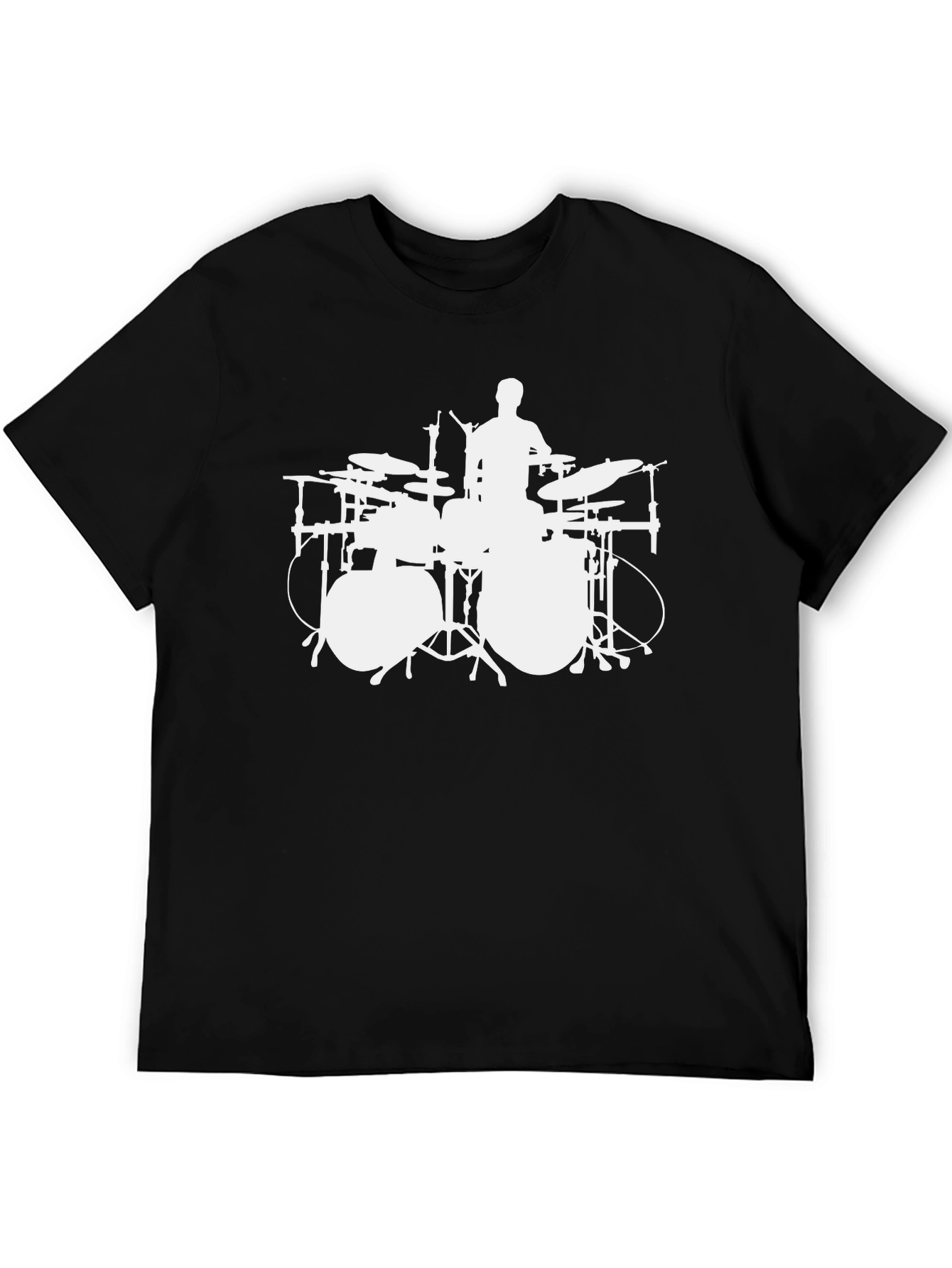 Drummer Silhouette Black Tee - Music Lovers Gift
