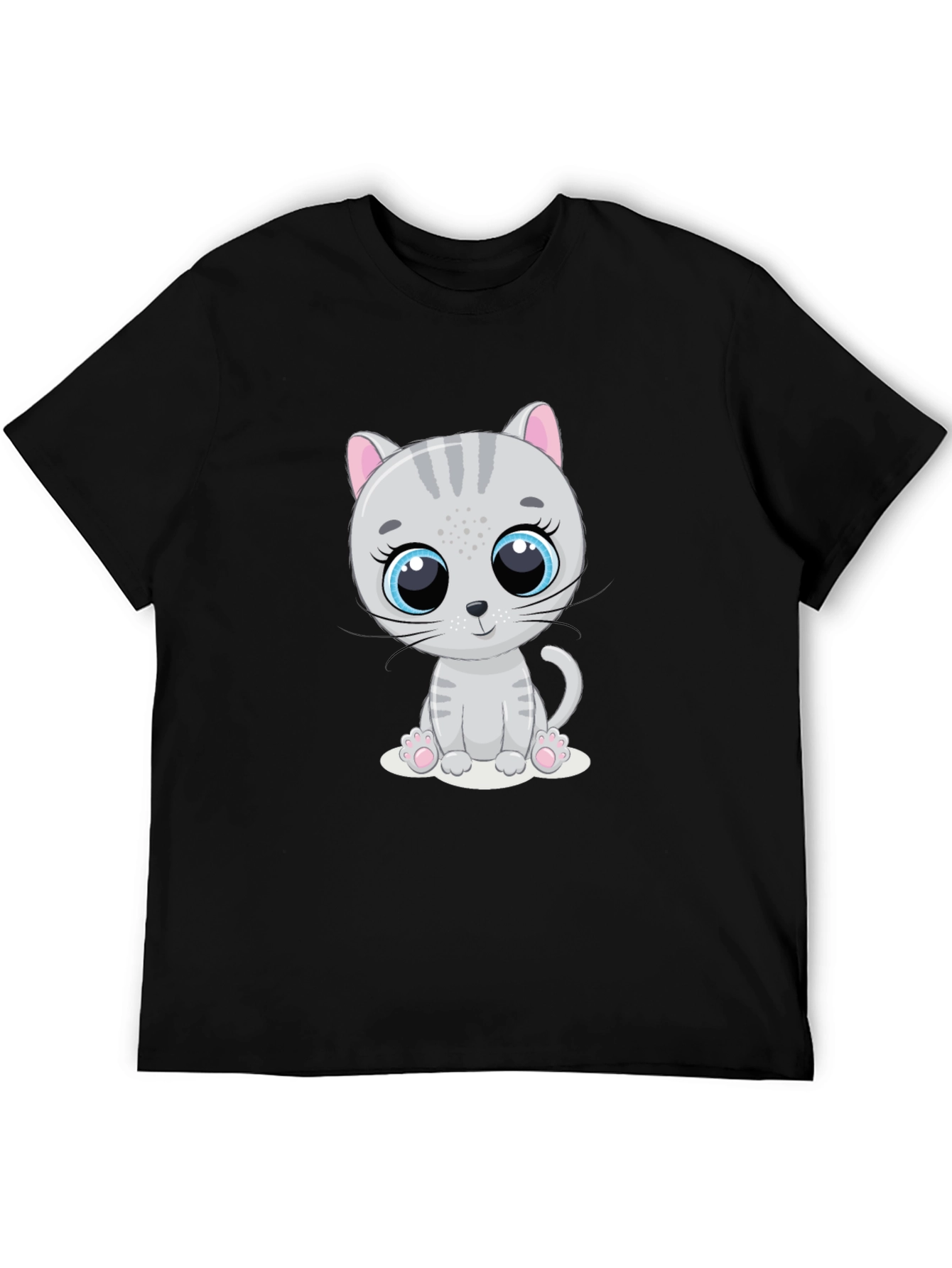 Cute Cartoon Cat Graphic Print T-Shirt