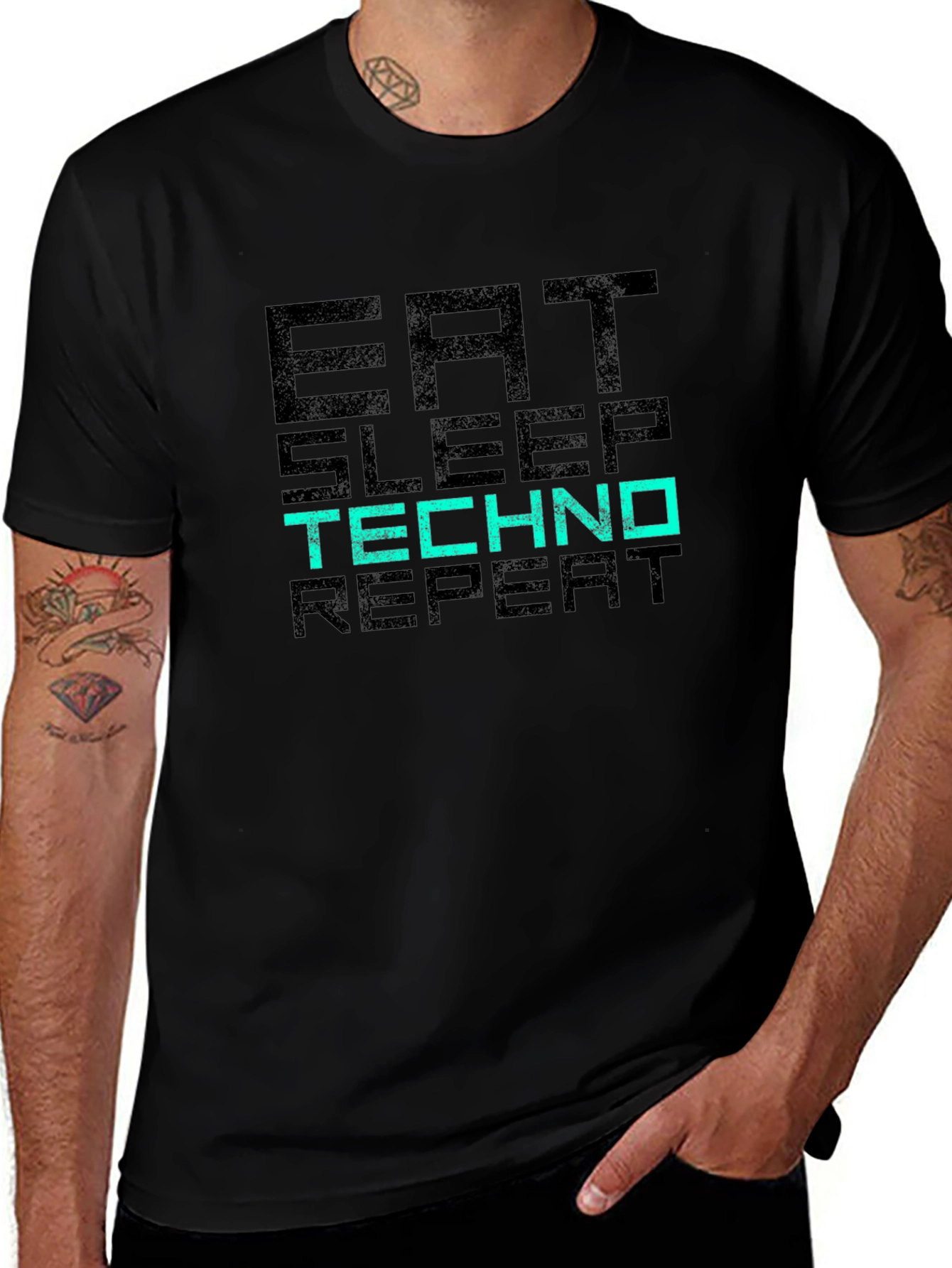 Eat Sleep Techno Repeat Graphic T-Shirt