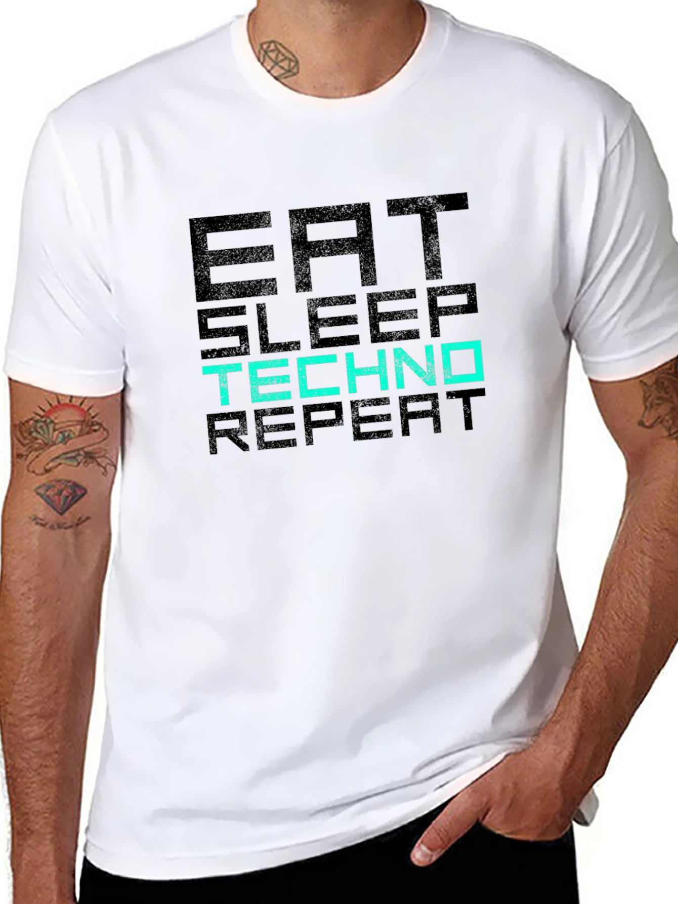 Eat Sleep Techno Repeat Graphic T-Shirt