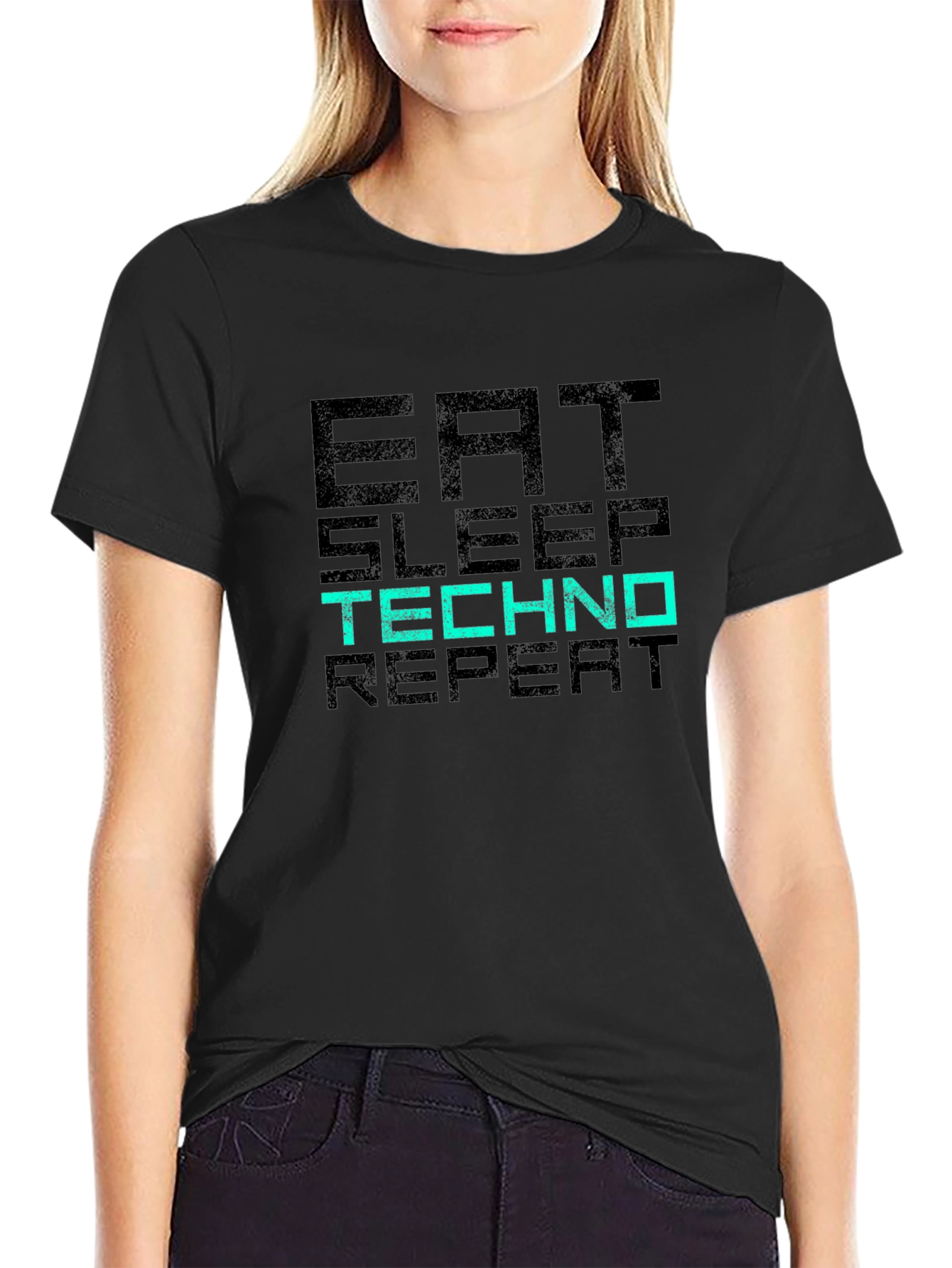 Eat Sleep Techno Repeat Graphic T-Shirt