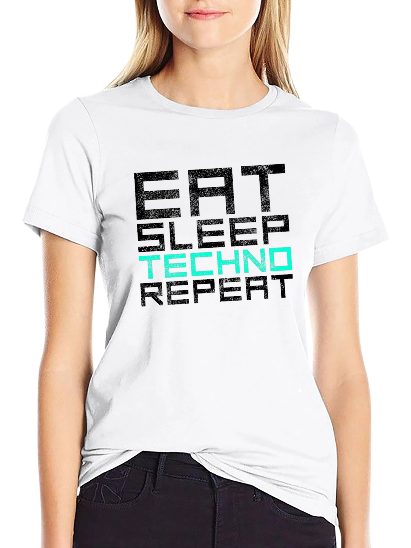 Eat Sleep Techno Repeat Graphic T-Shirt