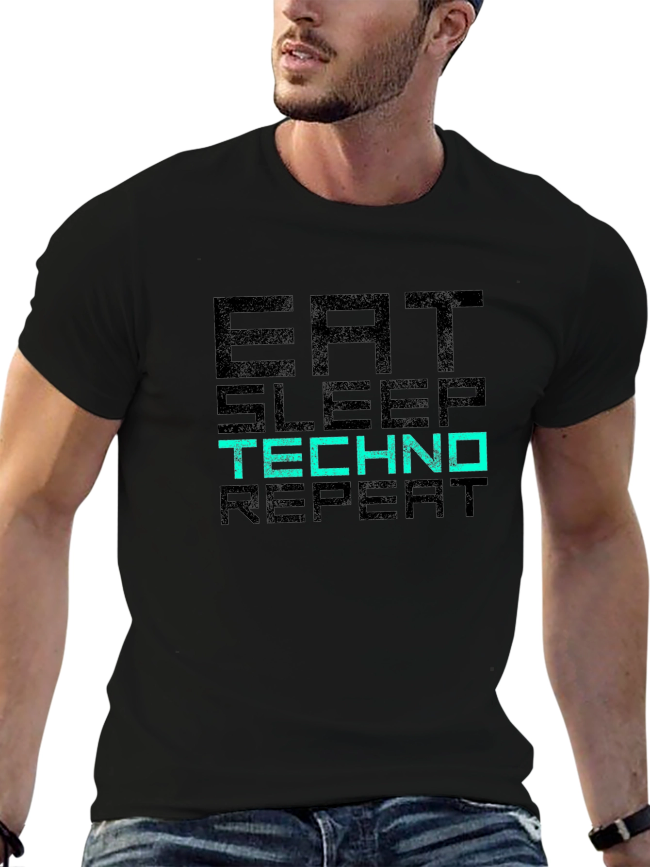 Eat Sleep Techno Repeat Graphic T-Shirt