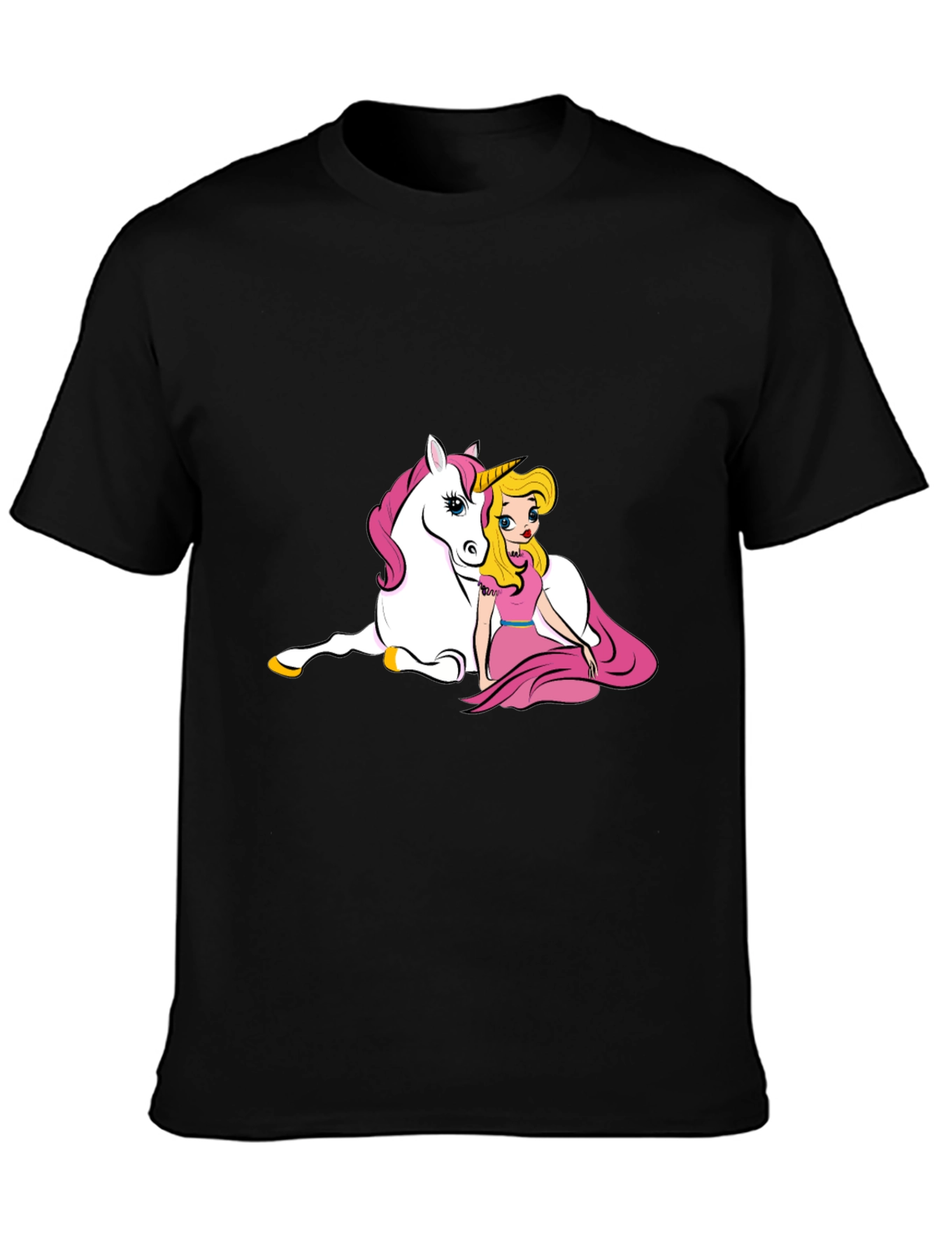 Unicorn & Princess Black T-Shirt