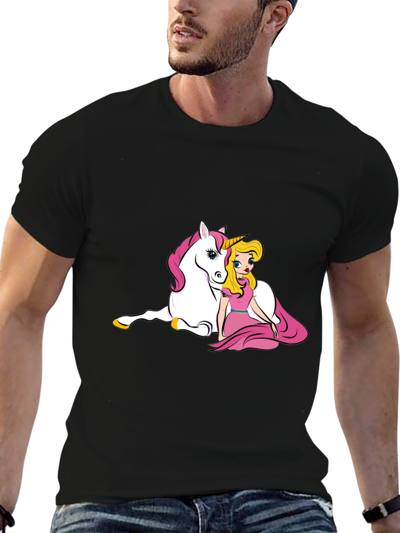 Unicorn & Princess Black T-Shirt