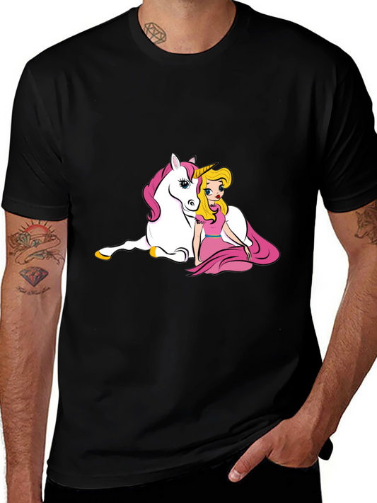 Unicorn & Princess Black T-Shirt