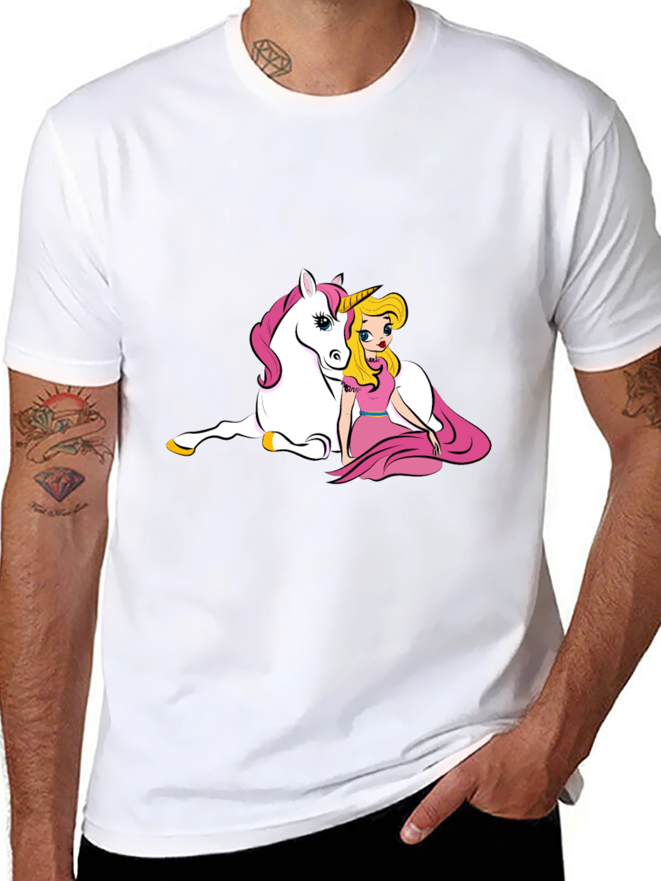 Unicorn & Princess Black T-Shirt