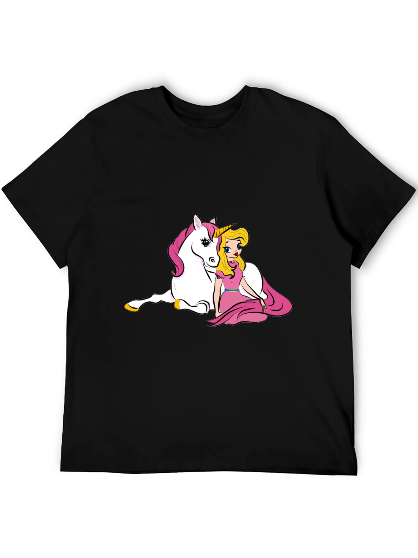 Unicorn & Princess Black T-Shirt