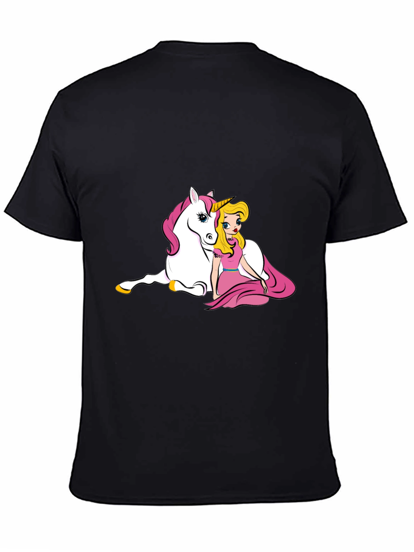 Unicorn & Princess Black T-Shirt