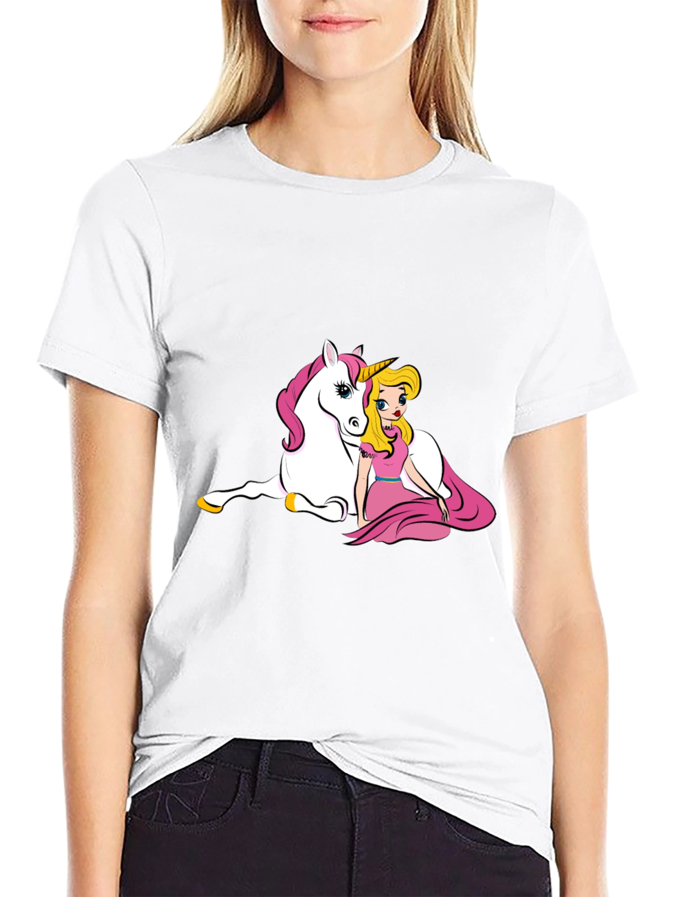 Unicorn & Princess Black T-Shirt