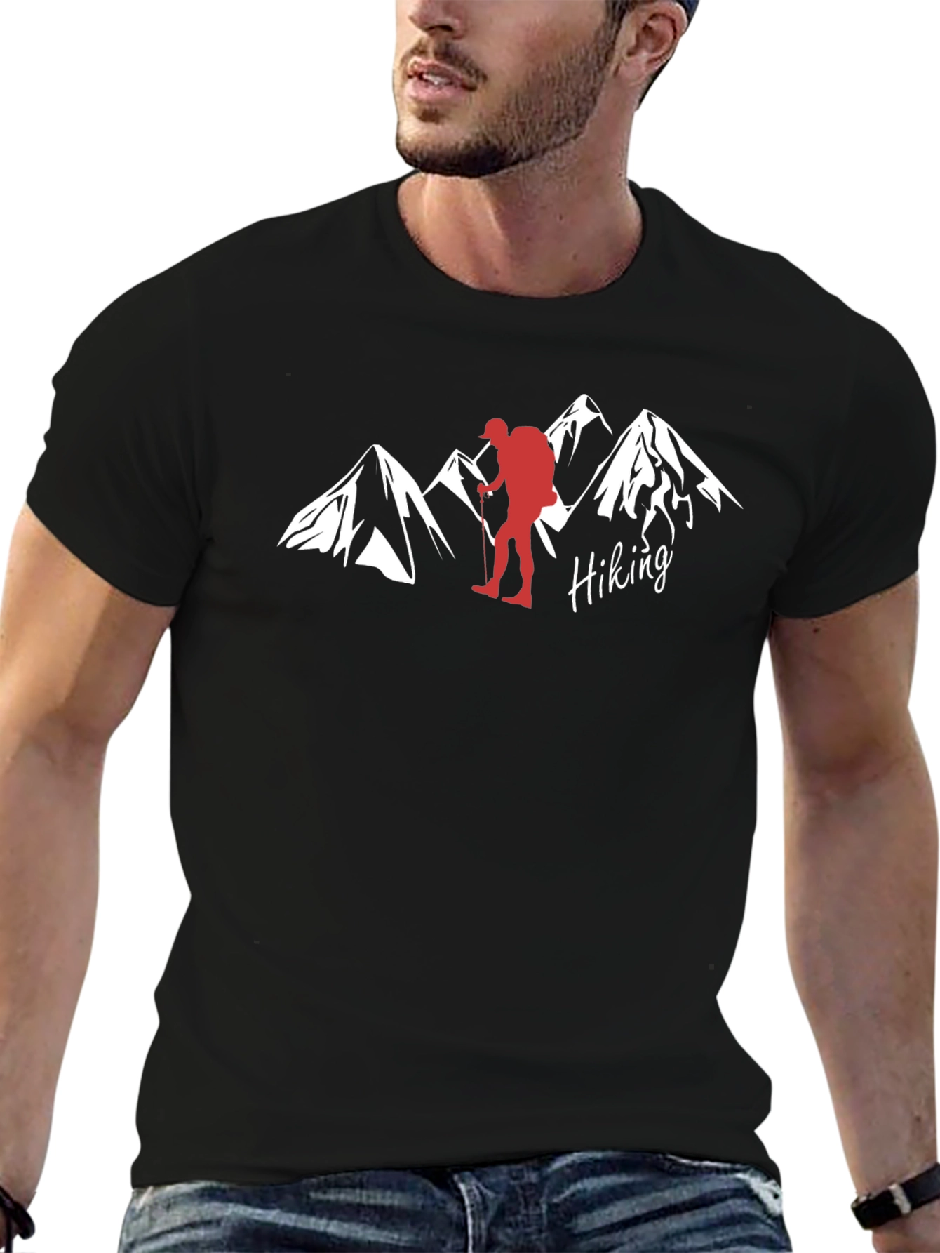 Hiking Adventure T-Shirt - Mountains & Hiker Design