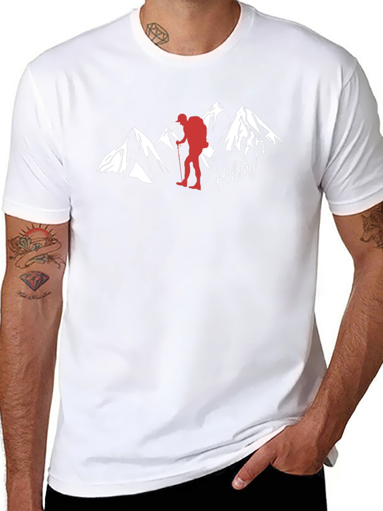 Hiking Adventure T-Shirt - Mountains & Hiker Design