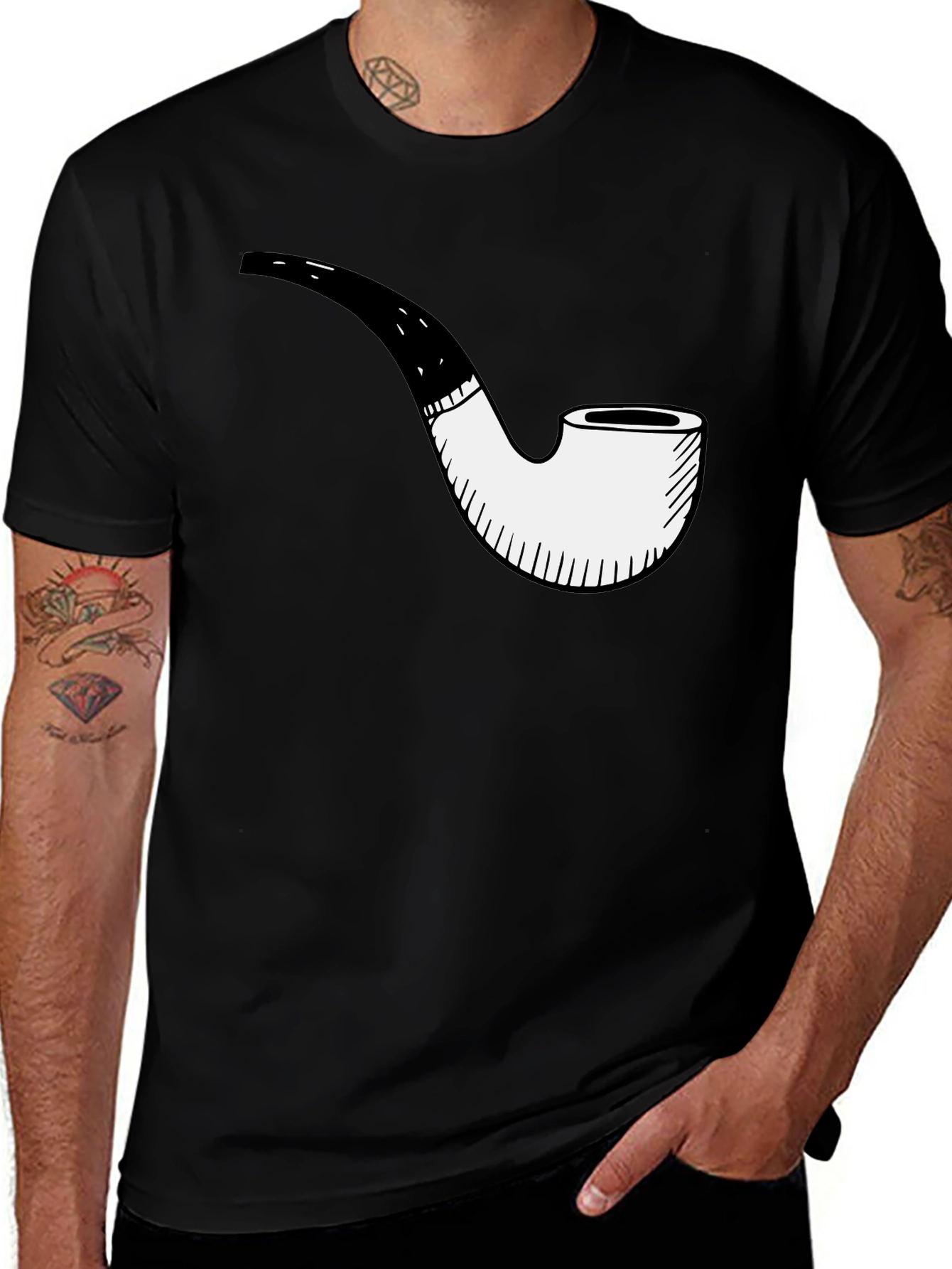 Smoking Pipe Graphic Tee - Black Casual Shirt
