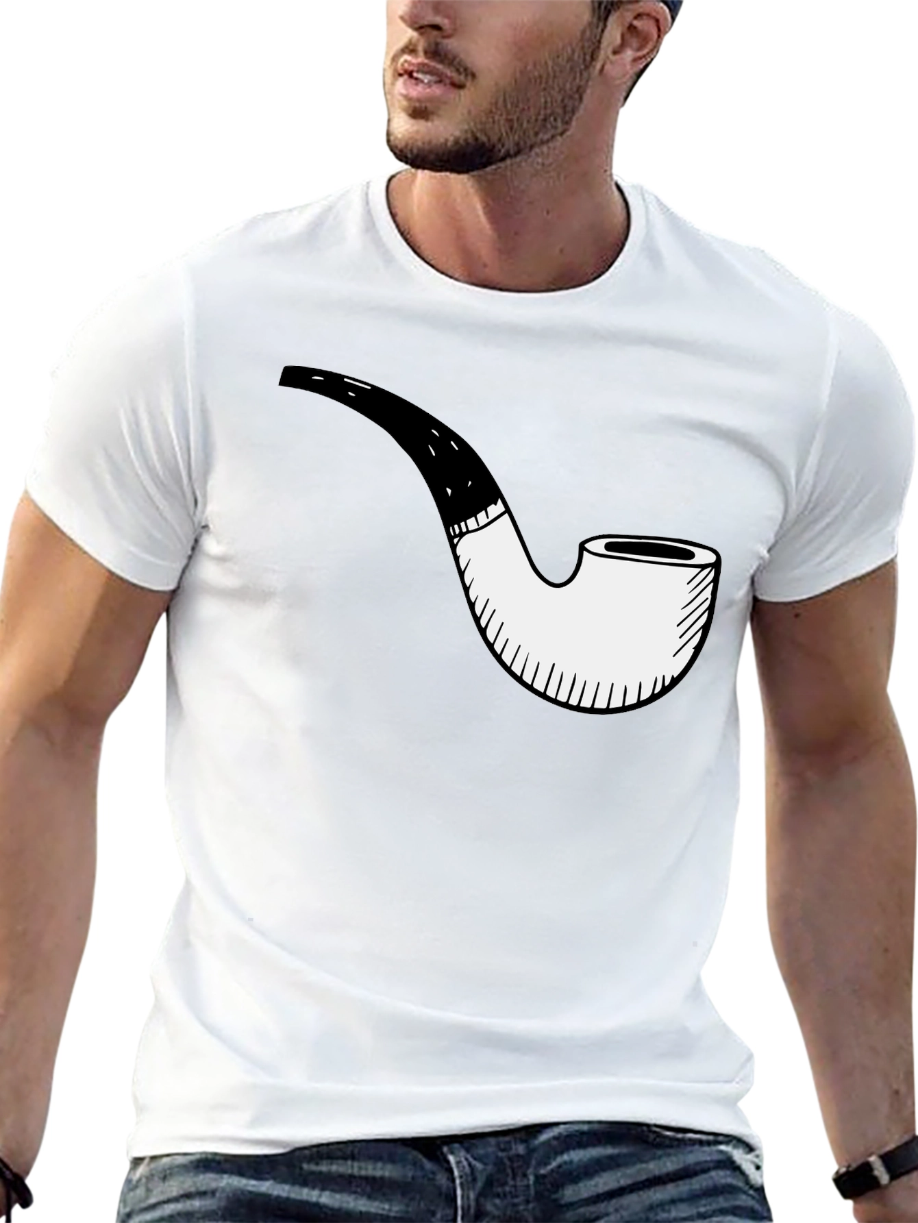 Smoking Pipe Graphic Tee - Black Casual Shirt