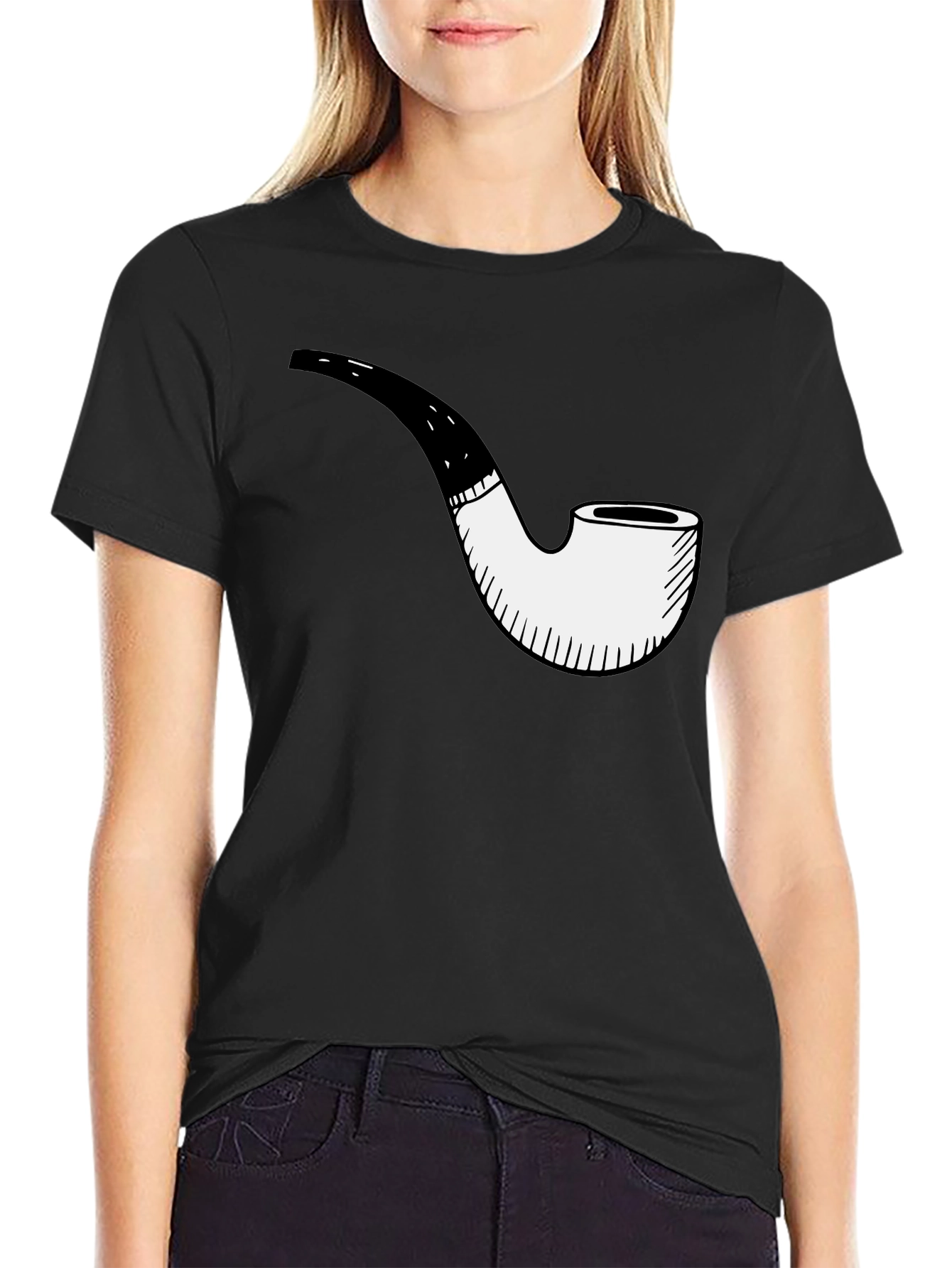 Smoking Pipe Graphic Tee - Black Casual Shirt