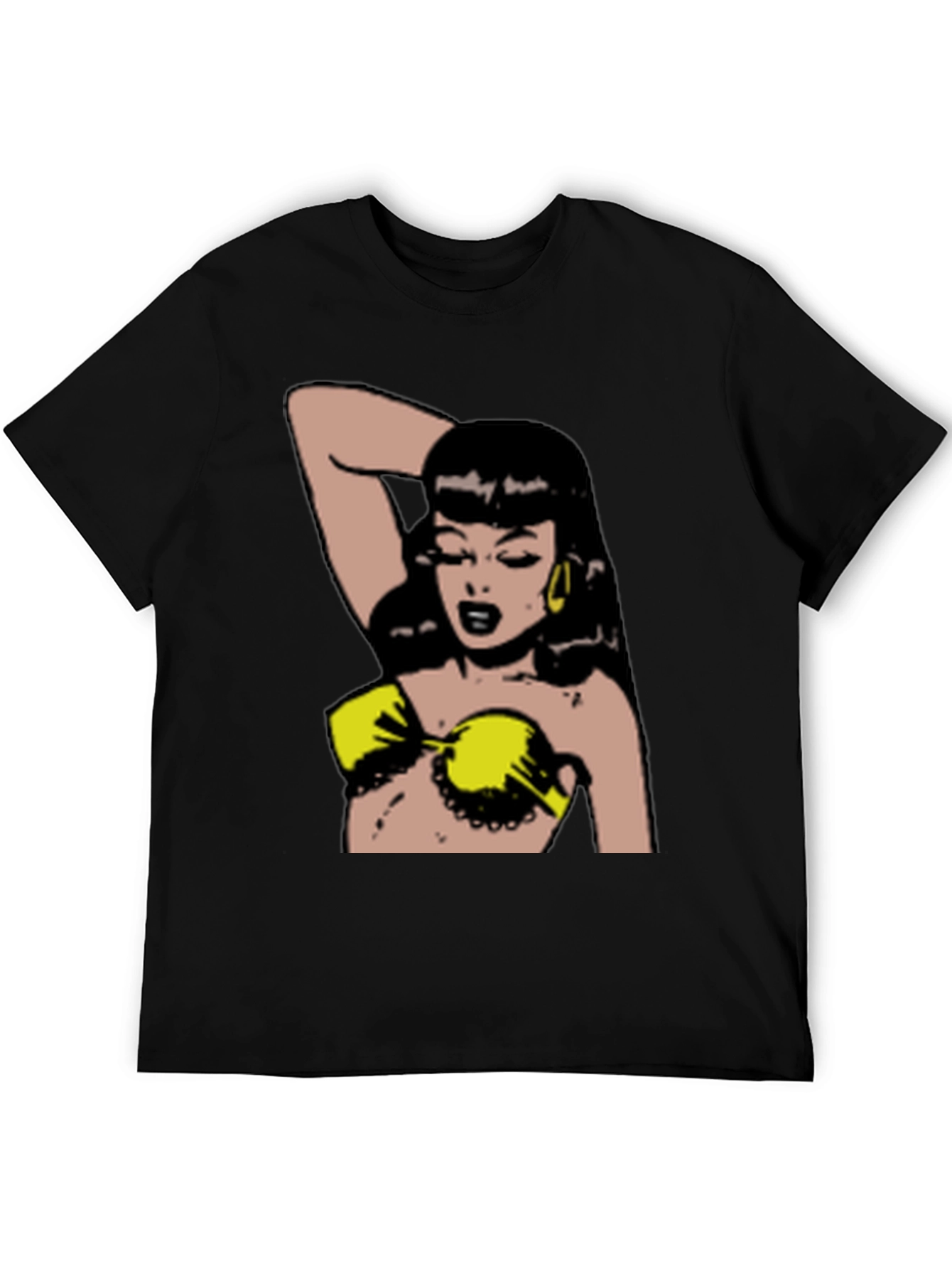 Retro Cartoon Woman Black T-Shirt
