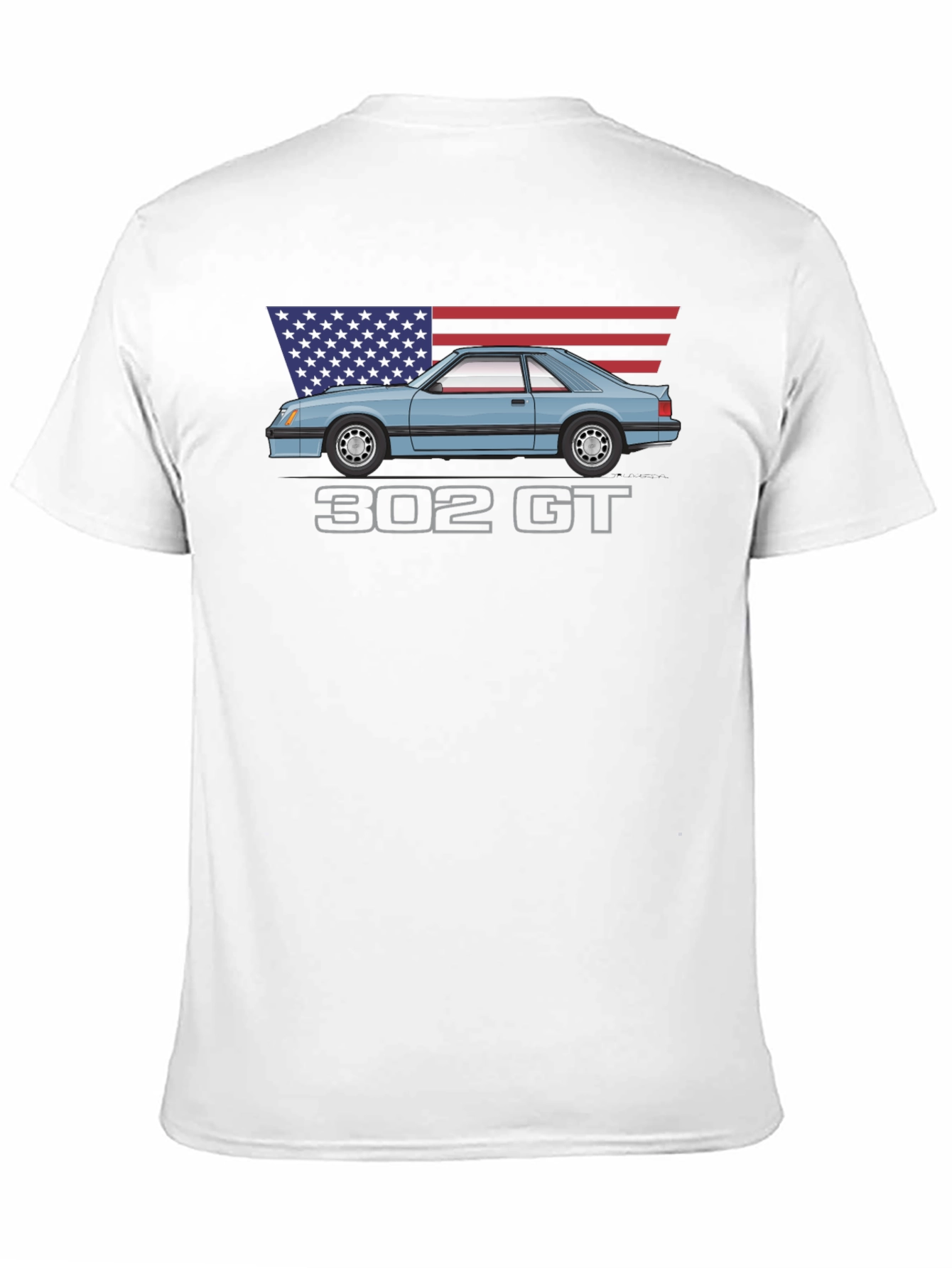 302 GT American Flag T-Shirt - Classic Car Tee