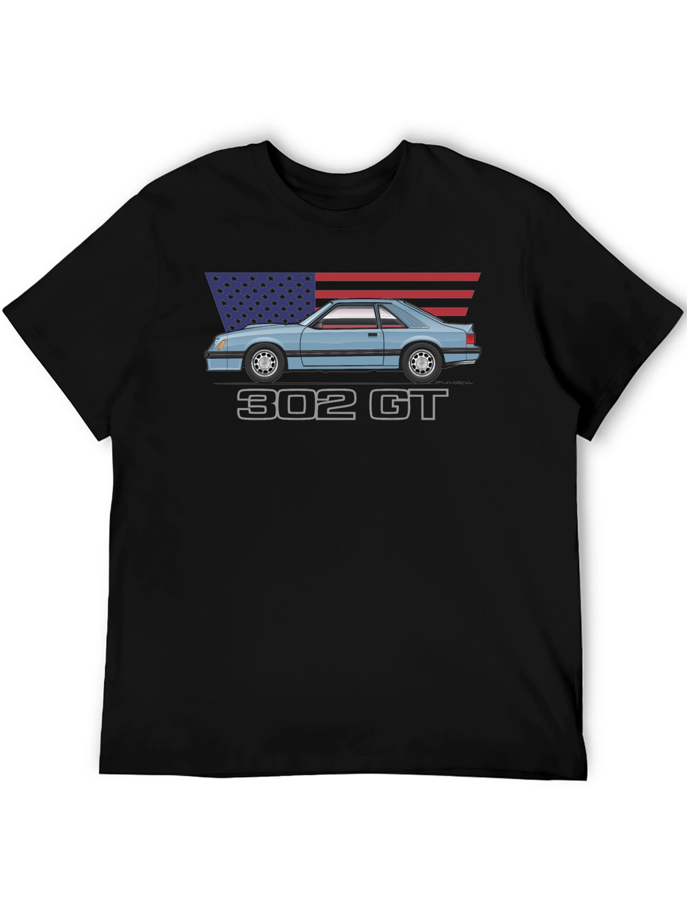 302 GT American Flag T-Shirt - Classic Car Tee
