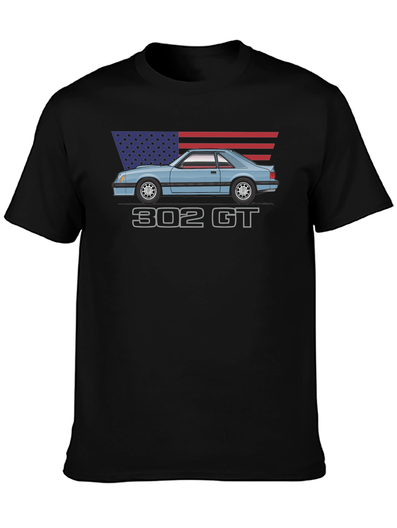 302 GT American Flag T-Shirt - Classic Car Tee