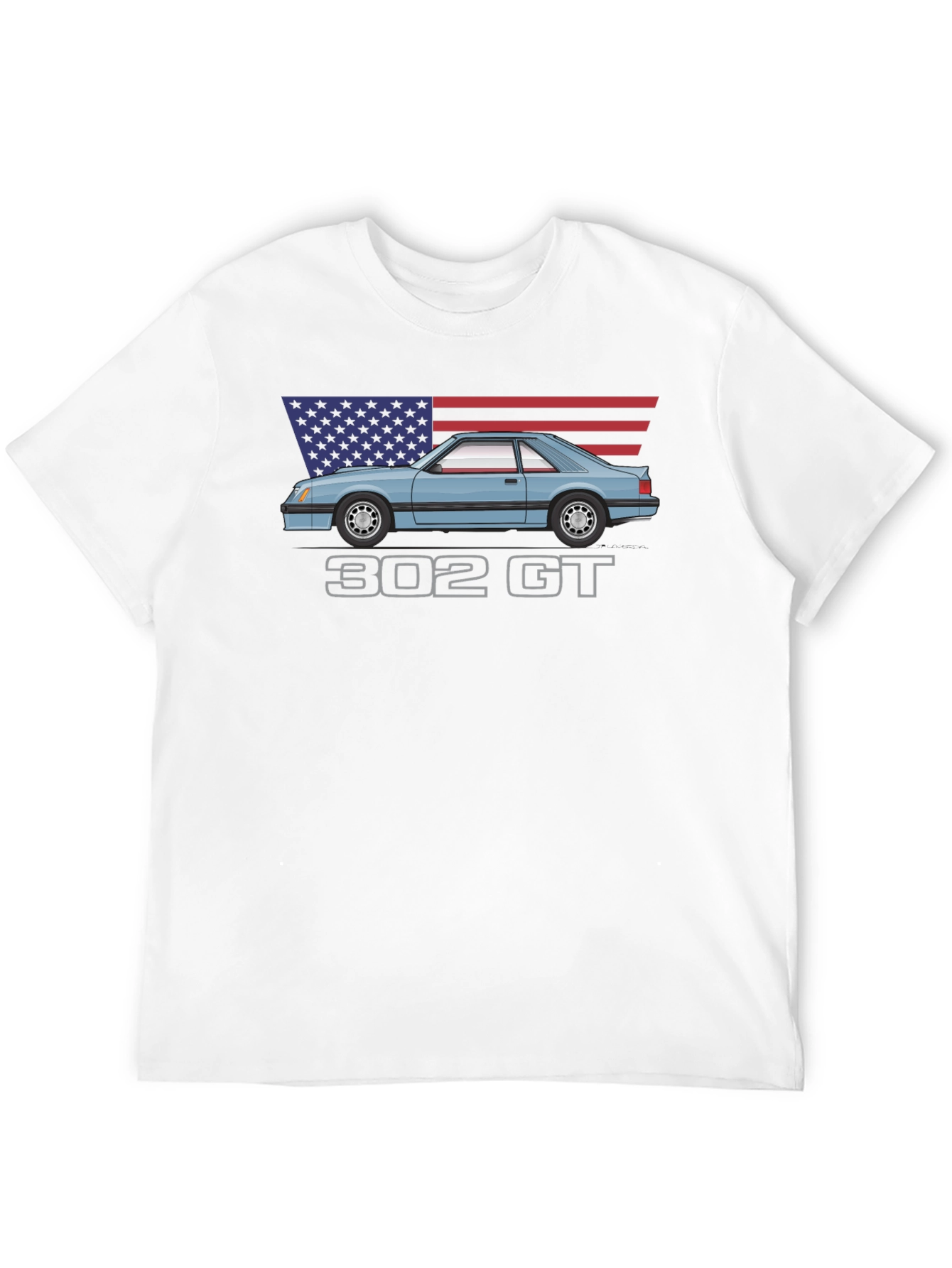 302 GT American Flag T-Shirt - Classic Car Tee