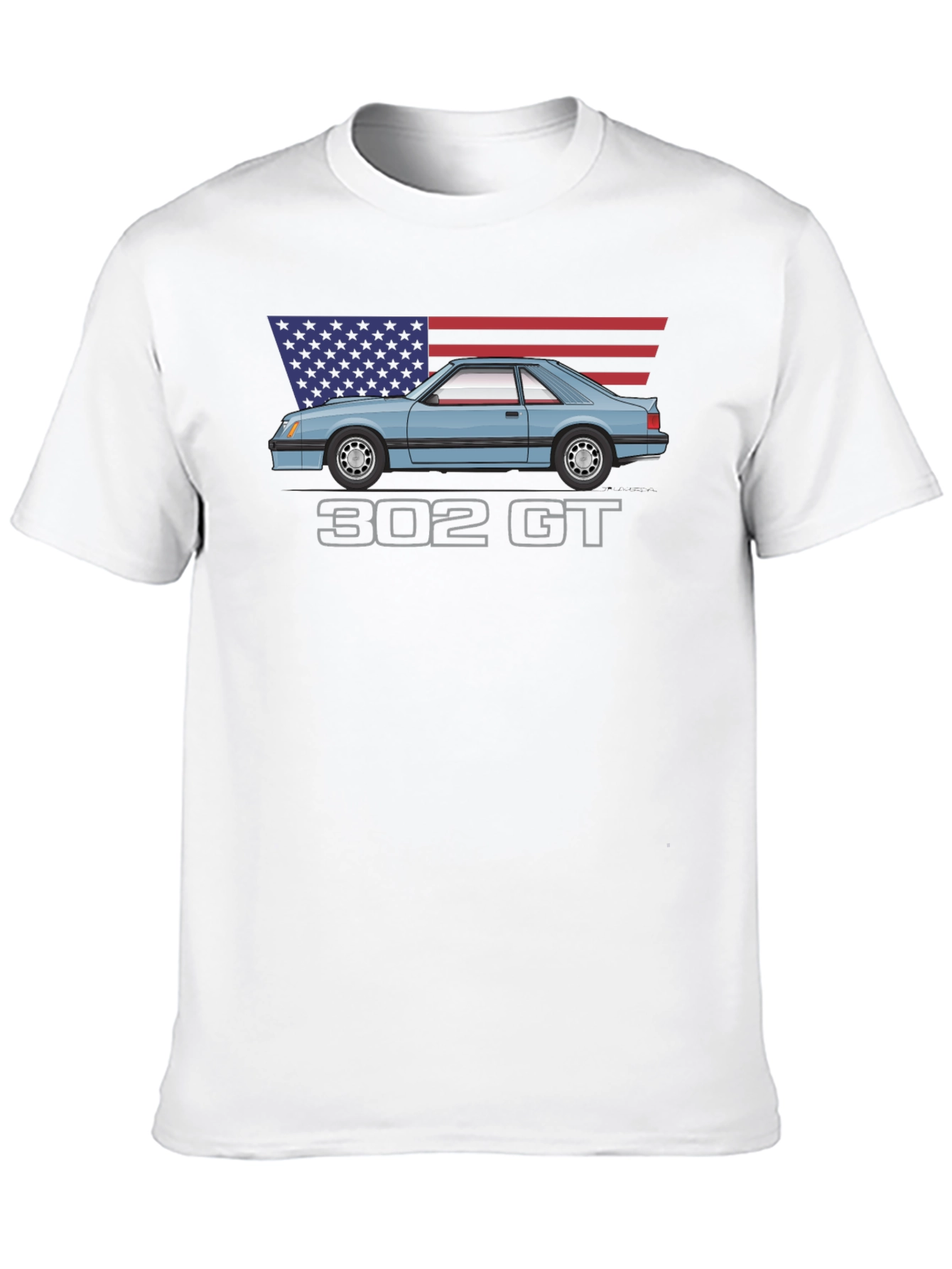 302 GT American Flag T-Shirt - Classic Car Tee