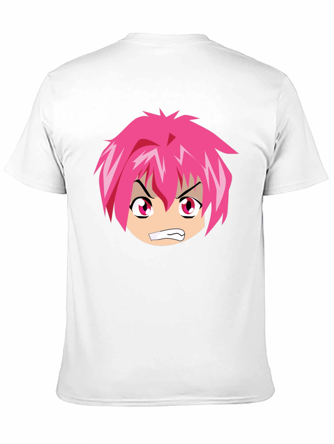 Anime Graphic Tee - Angry Pink Hair Character