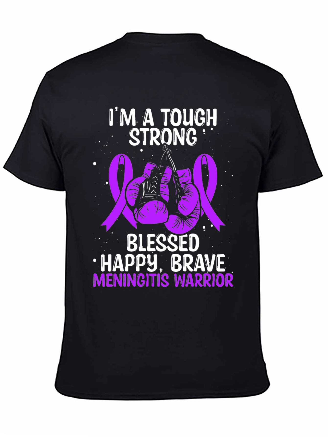 Tough Meningitis Warrior Ribbon Boxing Gloves Graphic Tee