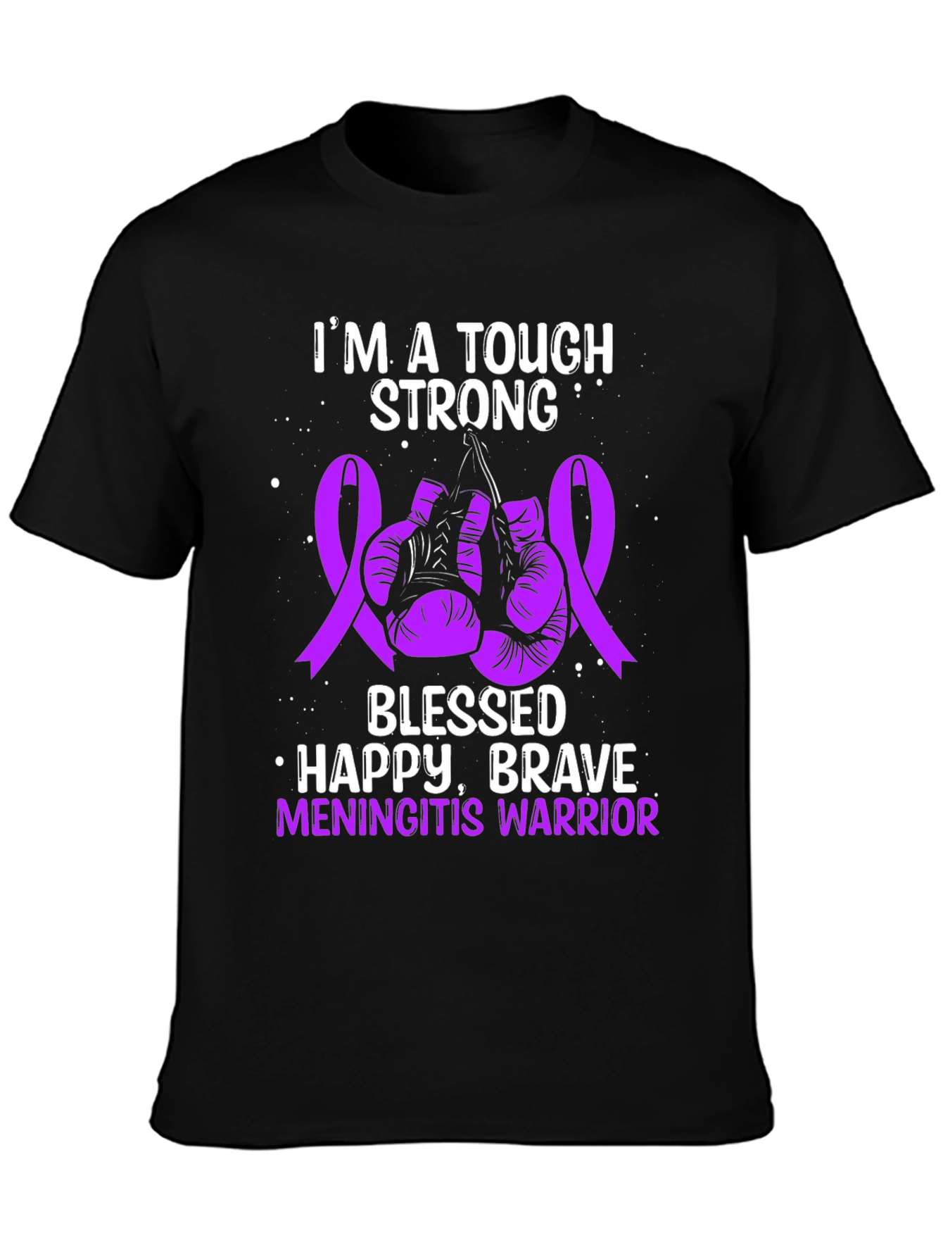Tough Meningitis Warrior Ribbon Boxing Gloves Graphic Tee