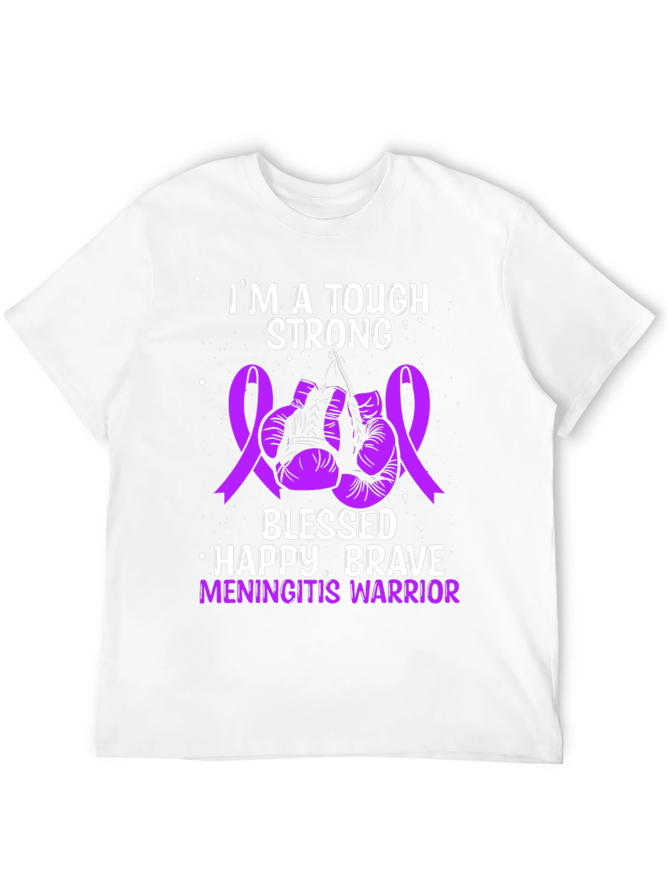 Tough Meningitis Warrior Ribbon Boxing Gloves Graphic Tee