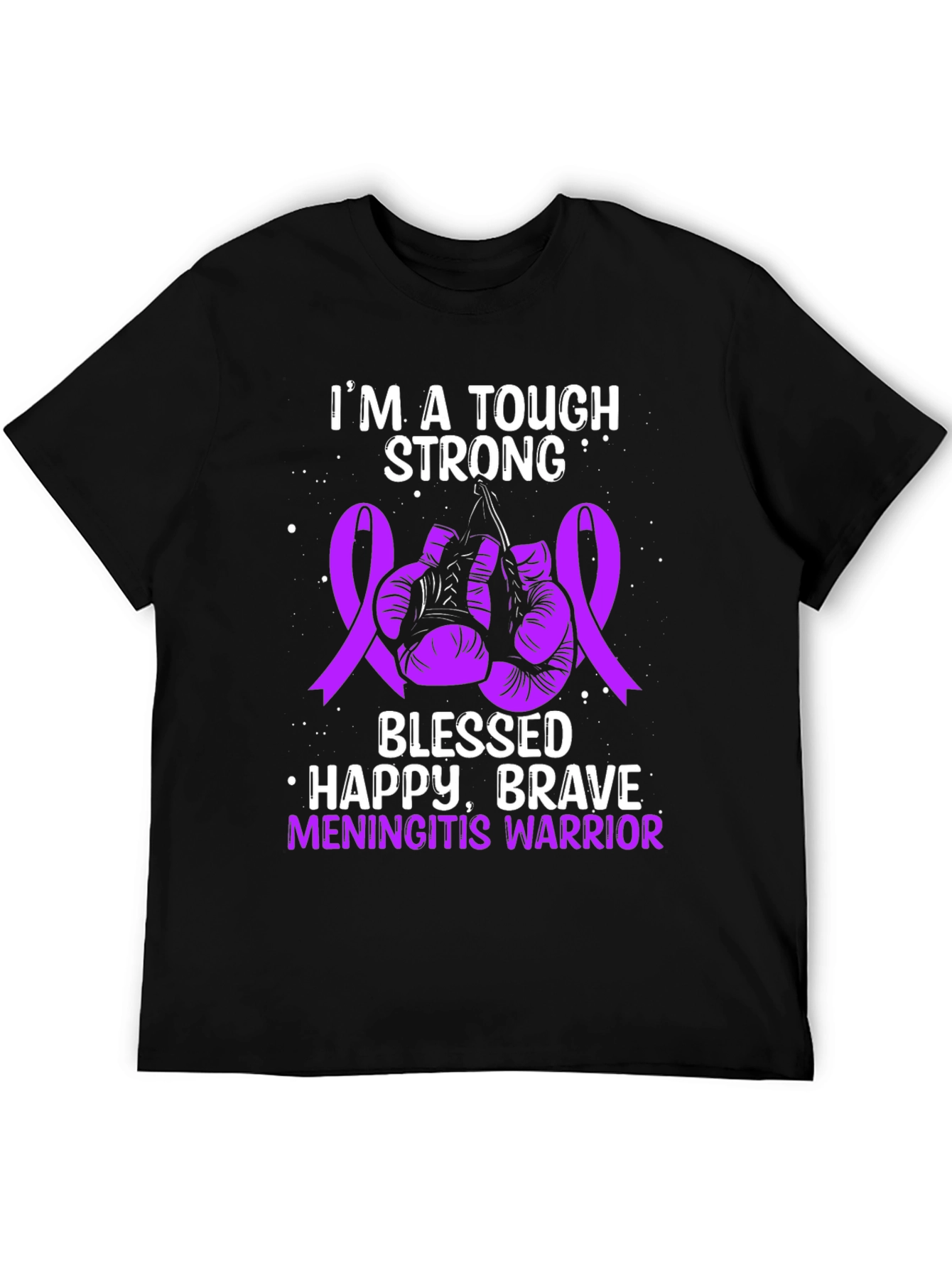 Tough Meningitis Warrior Ribbon Boxing Gloves Graphic Tee