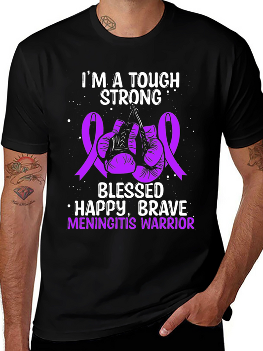 Tough Meningitis Warrior Ribbon Boxing Gloves Graphic Tee