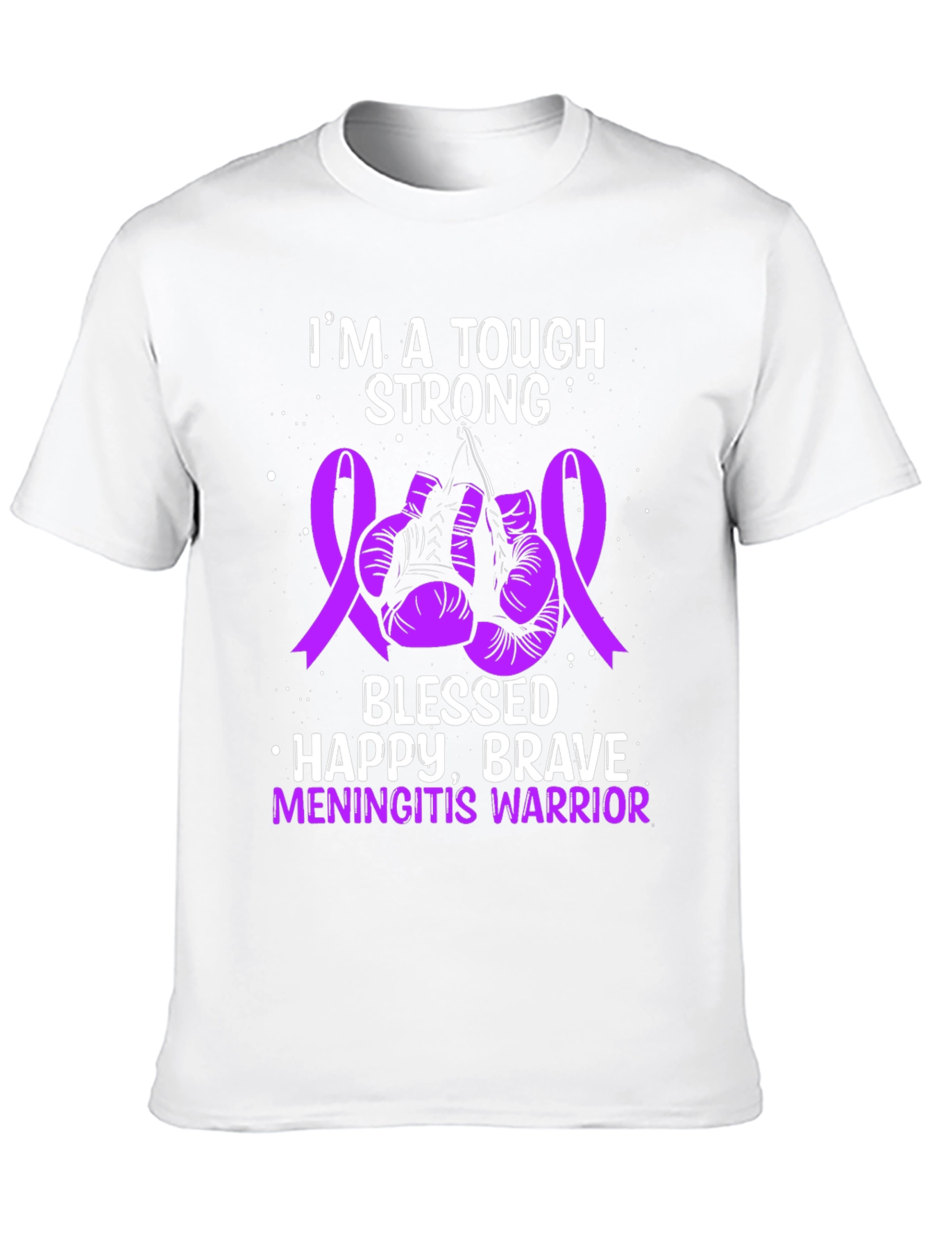 Tough Meningitis Warrior Ribbon Boxing Gloves Graphic Tee